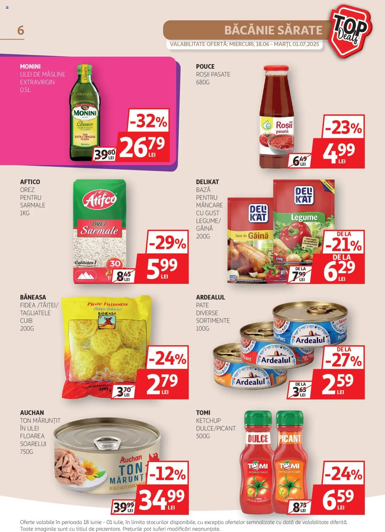 Catalog Auchan 18 - 30 Iunie 2025 | Pagina 6 | Produse: Hacıyatmaz Kedi Oyuncağı, Pate, Roșii, Legume