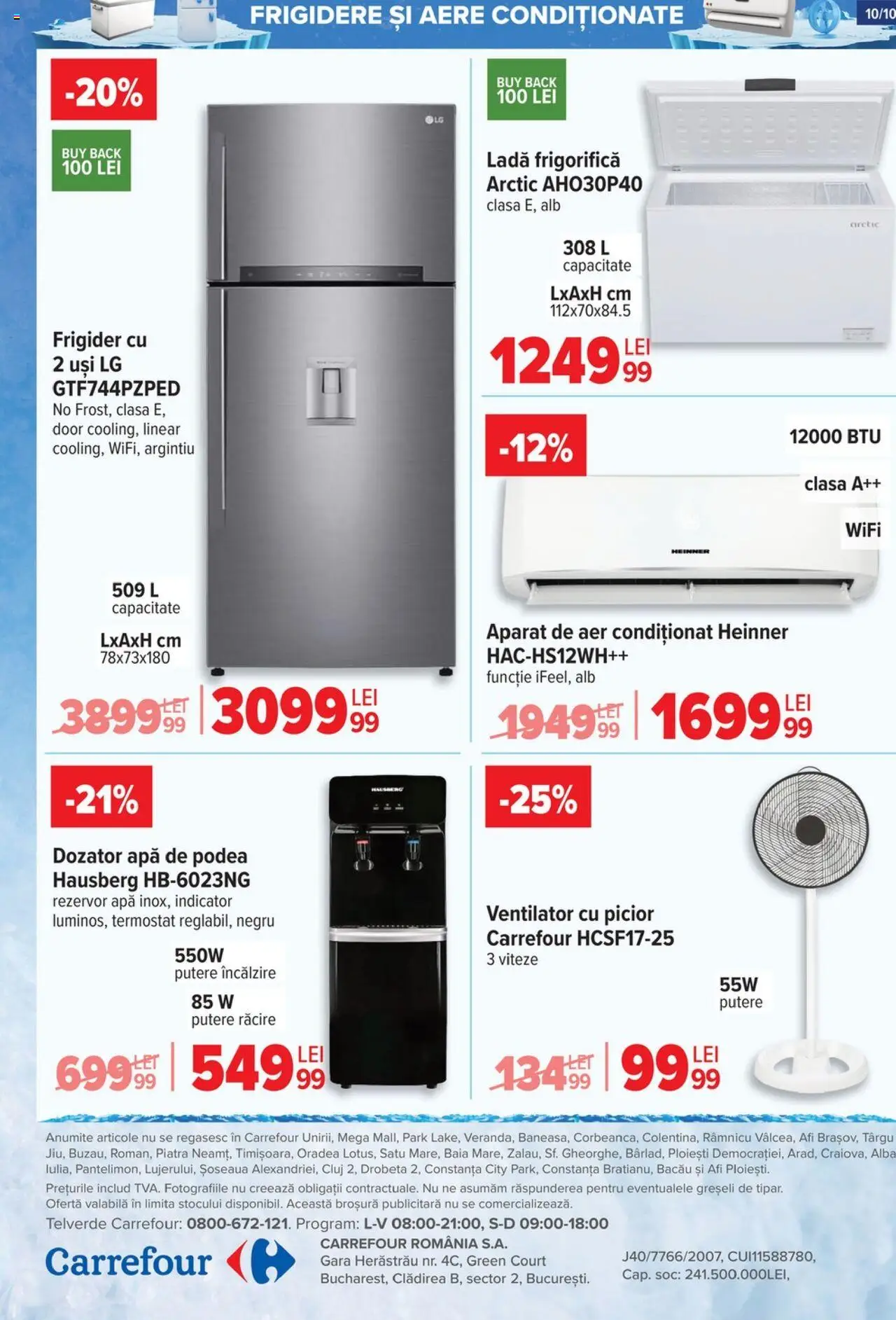 Catalog Carrefour 18 Iunie - 15 Iulie 2025 | Pagina 10 | Produse: Frigider, Aer Condiționat, Apă, Ladă frigorifică