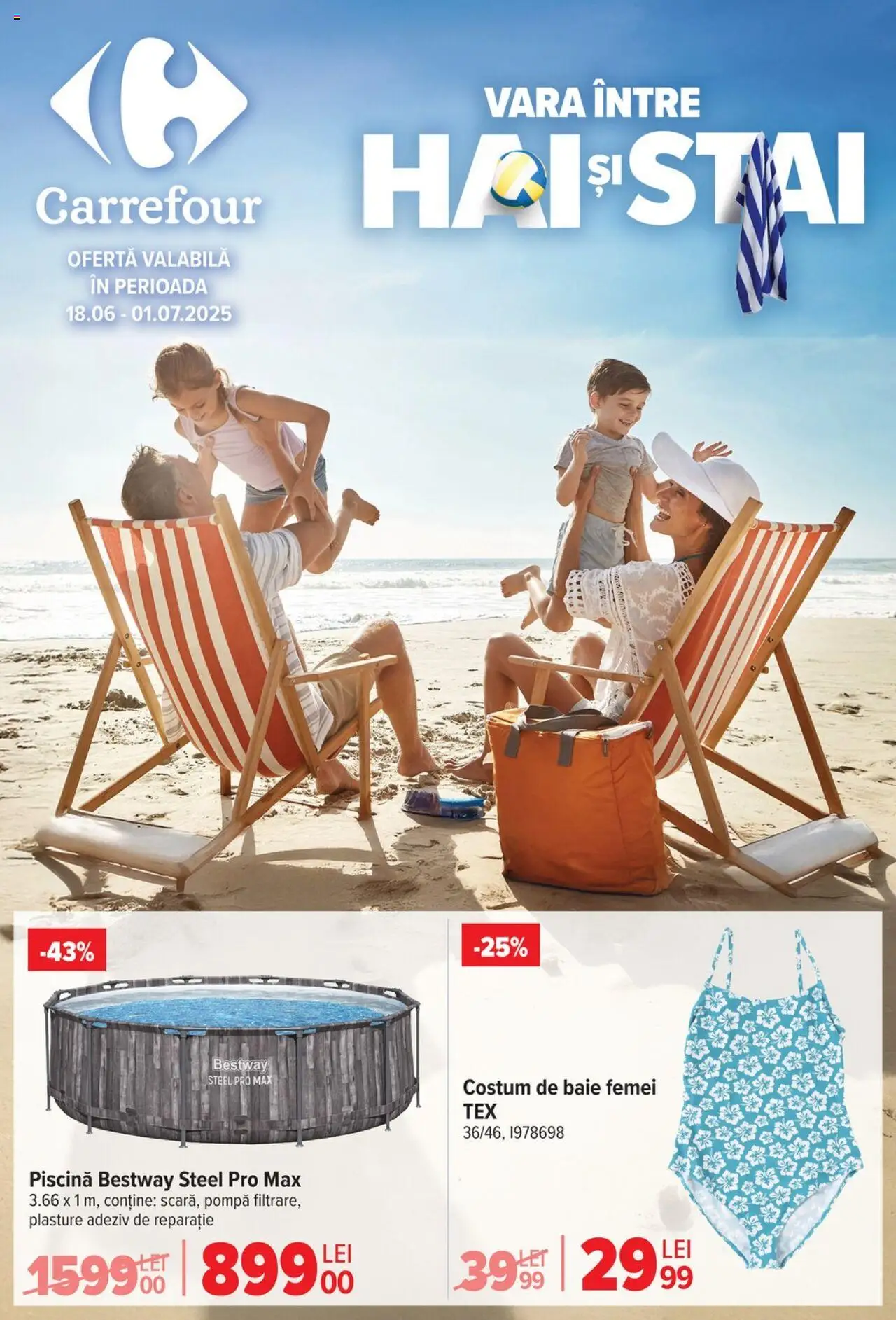 Catalog Carrefour 18 - 30 Iunie 2025 | Pagina 1 | Produse: Piscină, Adeziv, Costum de baie, Costum