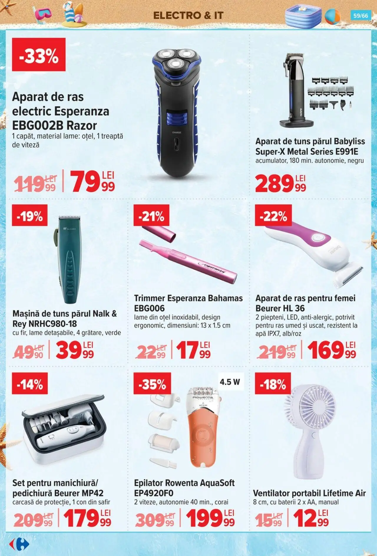 Catalog Carrefour 18 - 30 Iunie 2025 | Pagina 59 | Produse: Trimmer, Ventilator, Apă, Mașină de tuns
