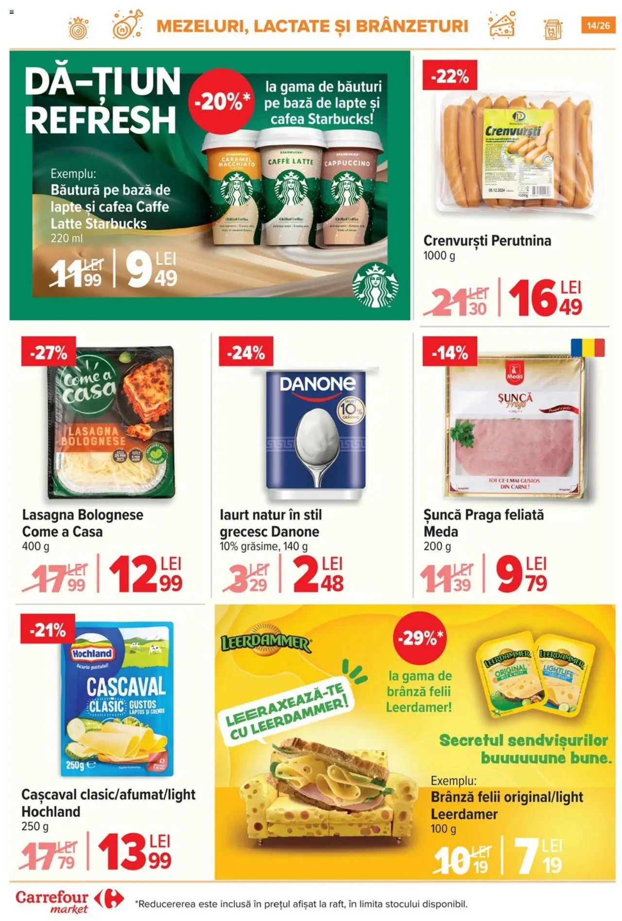 Catalog Carrefour 18 - 23 Iunie 2025 | Pagina 14 | Produse: Lasagna, Cașcaval, Cafea, Șuncă