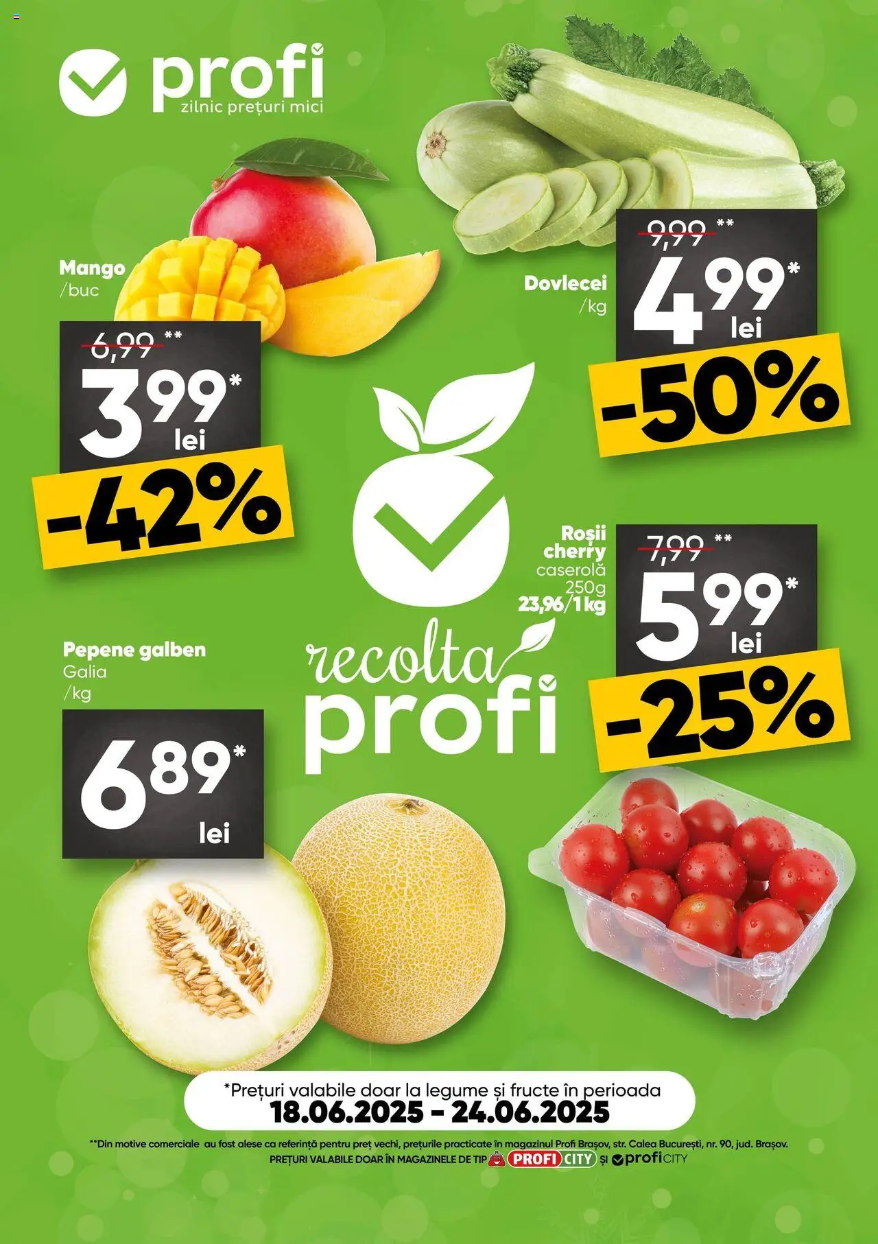 Catalog Profi 18 - 23 Iunie 2025 | Pagina 1 | Produse: Pepene Galben, Roșii, Fructe, Mango
