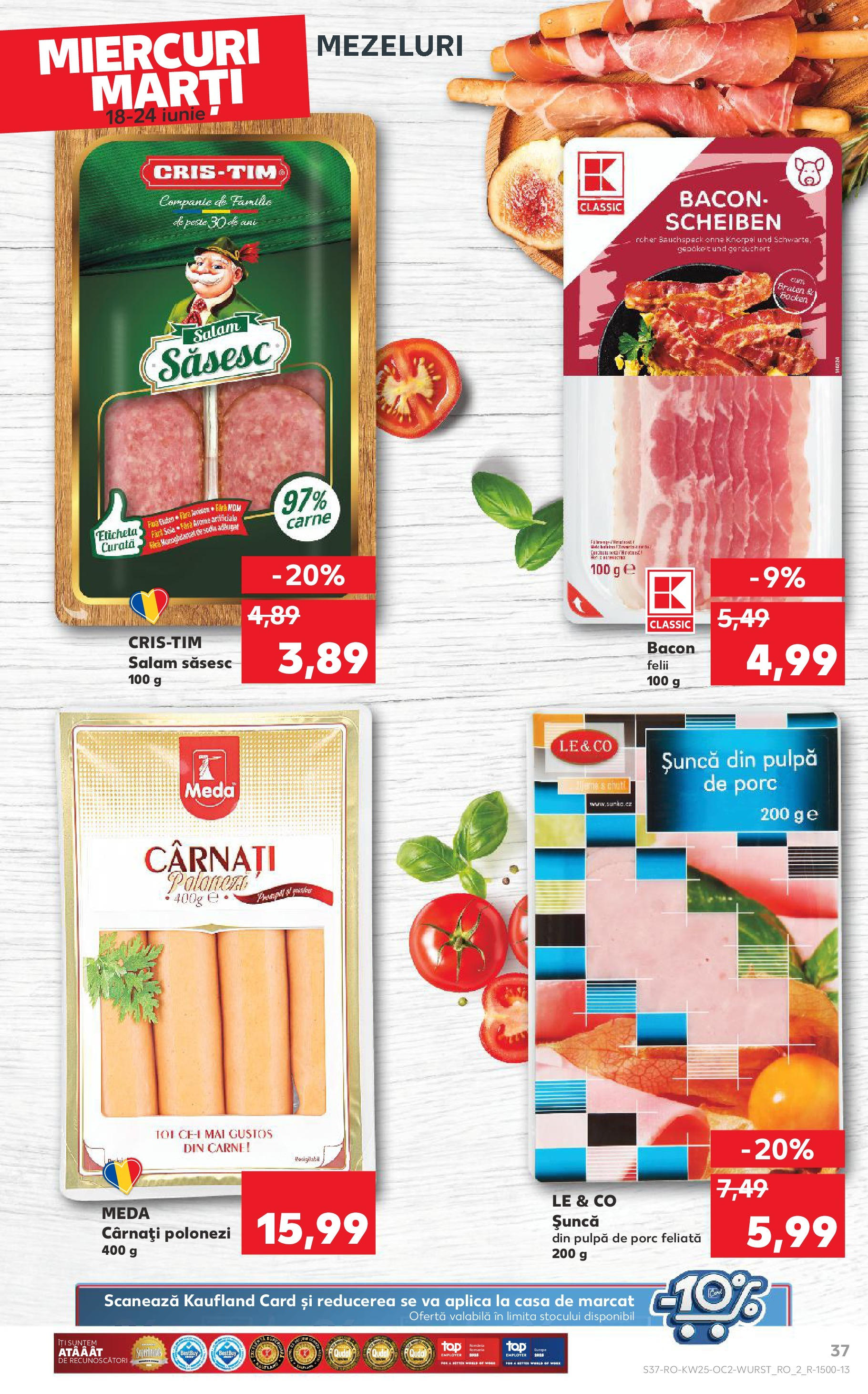 Catalog Kaufland 18 - 23 Iunie 2025 | Pagina 37 | Produse: Salam, Șuncă, Pește, Cârnați