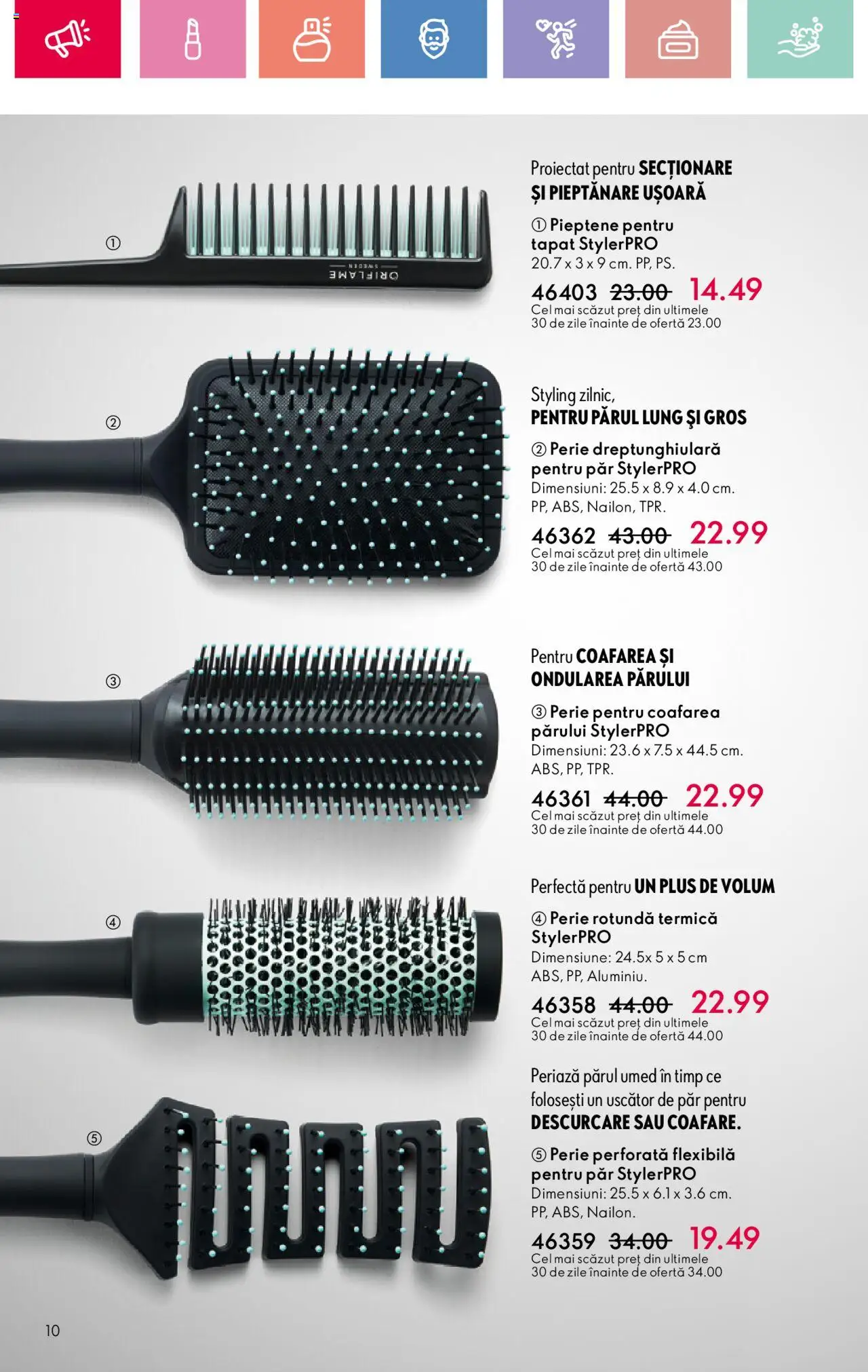 Catalog Oriflame 27 Iulie - 18 August 2025 | Pagina 10 | Produse: Pieptene, Uscător, Uscător De Păr, Perie
