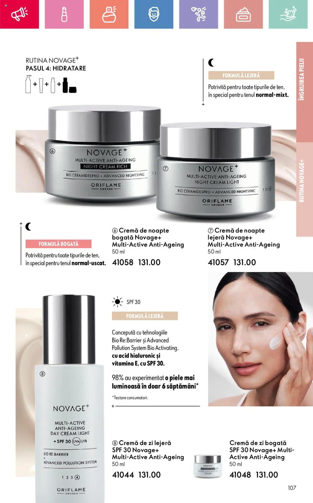 Catalog Oriflame 27 Iulie - 18 August 2025 | Pagina 107 | Produse: Şerit ödül, Cremă de zi, Cremă de noapte, Cremă