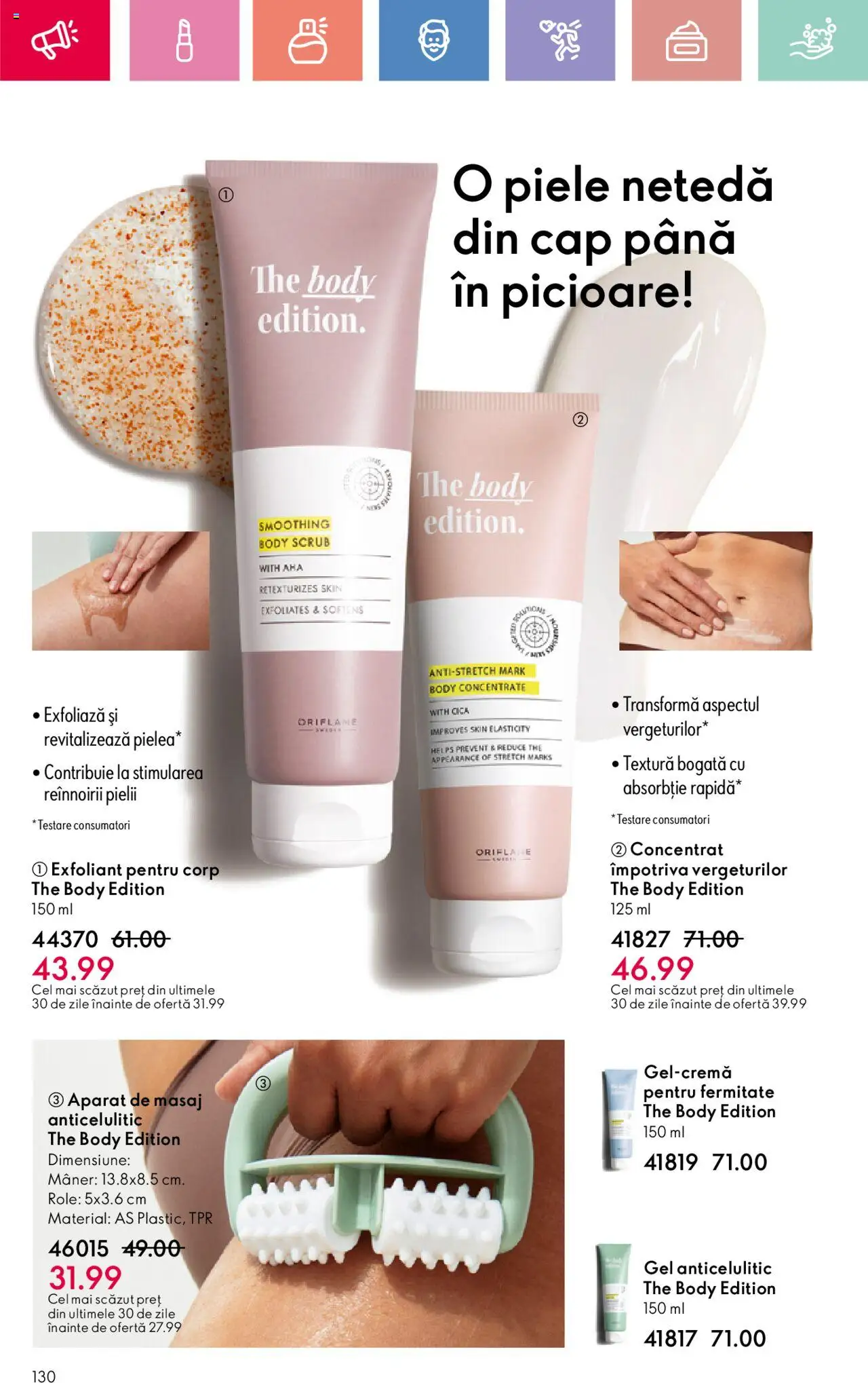 Catalog Oriflame 27 Iulie - 18 August 2025 | Pagina 130 | Produse: Exfoliant, Scrub, Body, Role