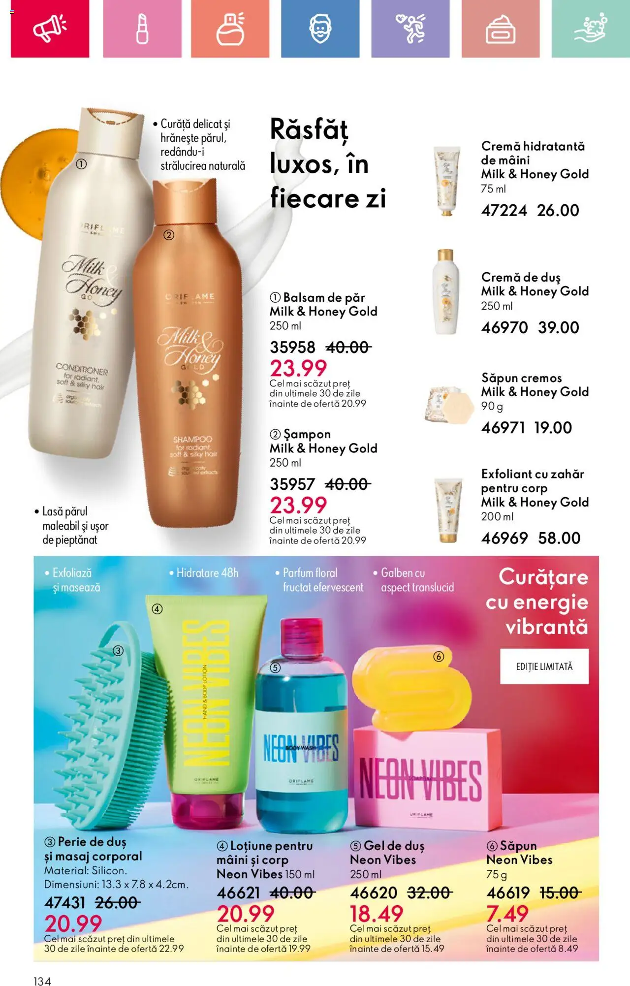 Catalog Oriflame 27 Iulie - 18 August 2025 | Pagina 134 | Produse: Arapsaçı, Perie, Cremă, Săpun