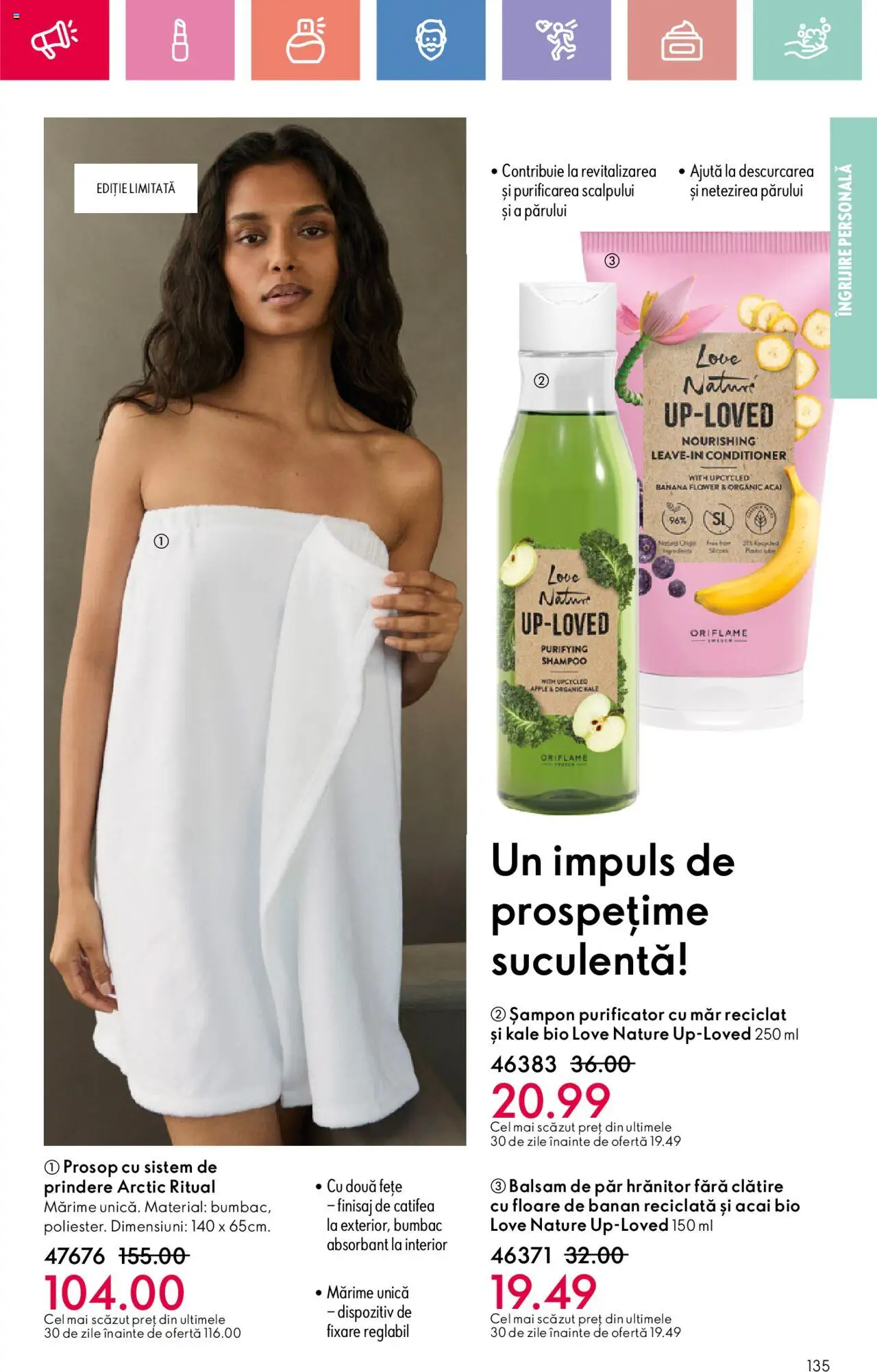 Catalog Oriflame 27 Iulie - 18 August 2025 | Pagina 135 | Produse: Șampon, Balsam, Balsam de păr, Apple