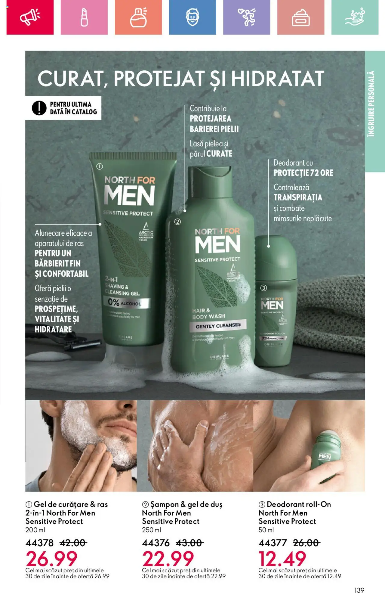 Catalog Oriflame 27 Iulie - 18 August 2025 | Pagina 139 | Produse: Gel de curățare, Body, Duș, Deodorant