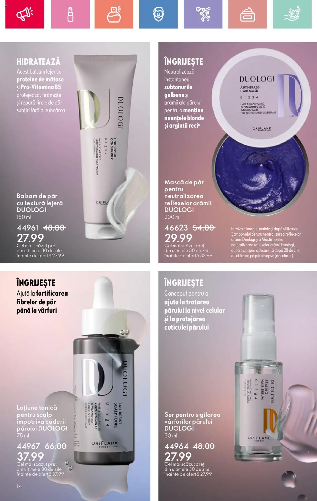 Catalog Oriflame 27 Iulie - 18 August 2025 | Pagina 14 | Produse: Loțiune tonică, Serum, Masaüstü kılıfı, Balsam de păr