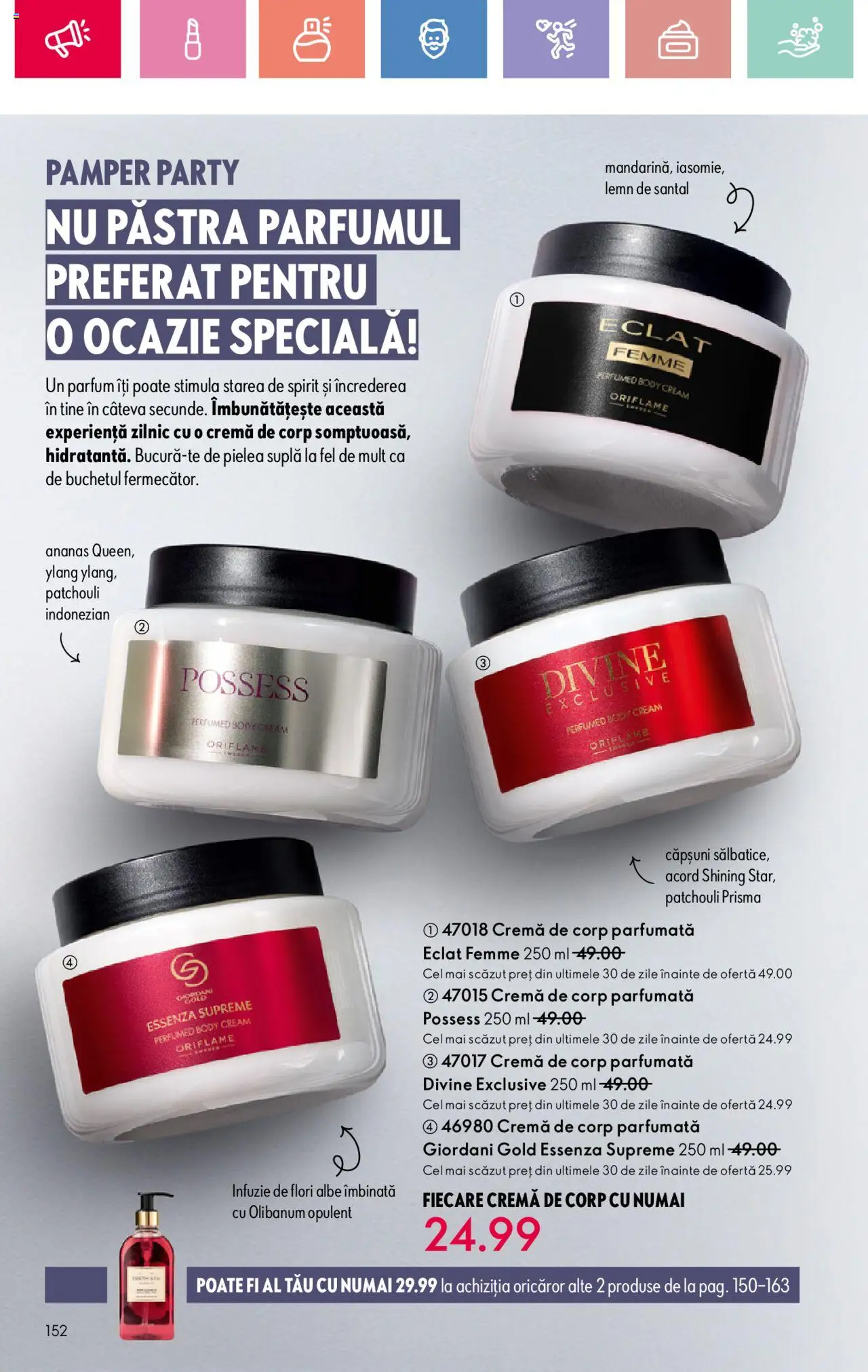 Catalog Oriflame 27 Iulie - 18 August 2025 | Pagina 152 | Produse: Body, Parfum, Cremă, Căpșuni