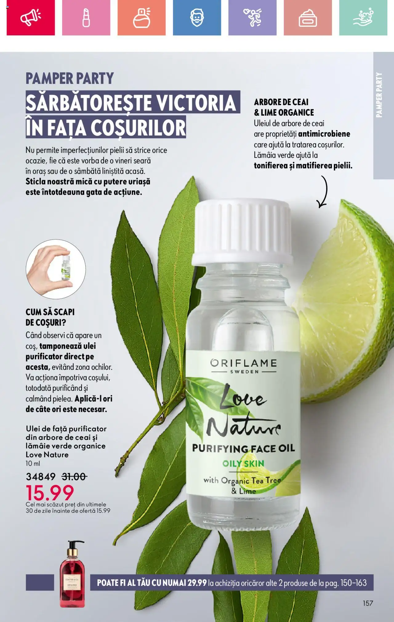 Catalog Oriflame 27 Iulie - 18 August 2025 | Pagina 157 | Produse: Lime, Ulei, Ceai, Lămâie