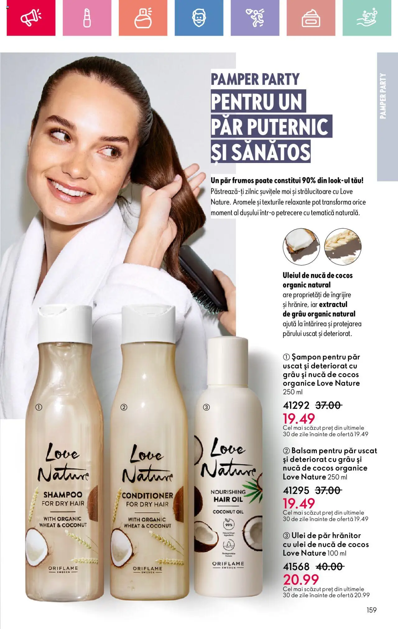 Catalog Oriflame 27 Iulie - 18 August 2025 | Pagina 159 | Produse: Șampon, Balsam, Ulei de păr, Ulei