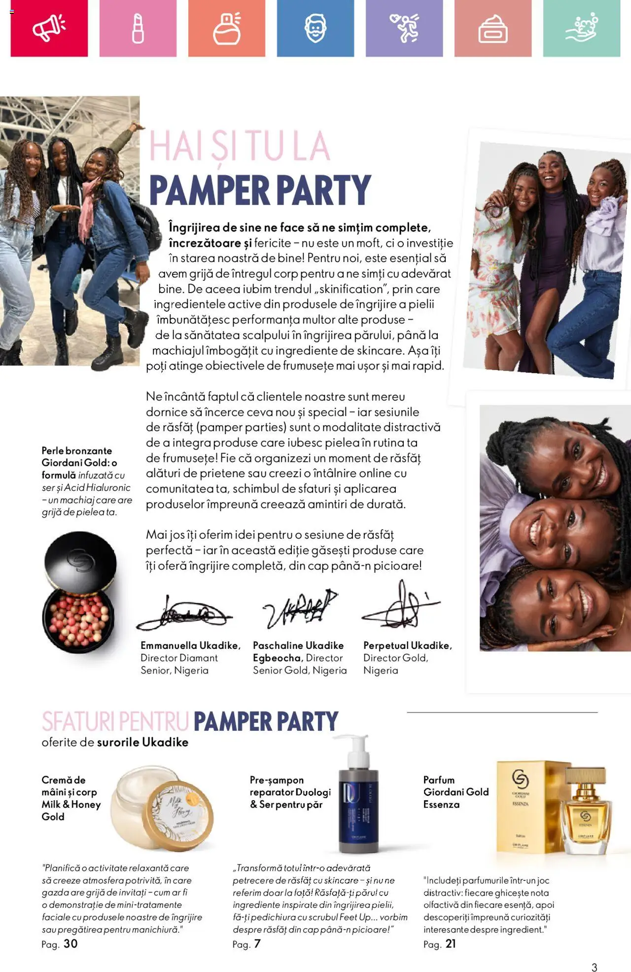 Catalog Oriflame 27 Iulie - 18 August 2025 | Pagina 3 | Produse: Perle bronzante, Akrilik boya, Parfum, Cremă
