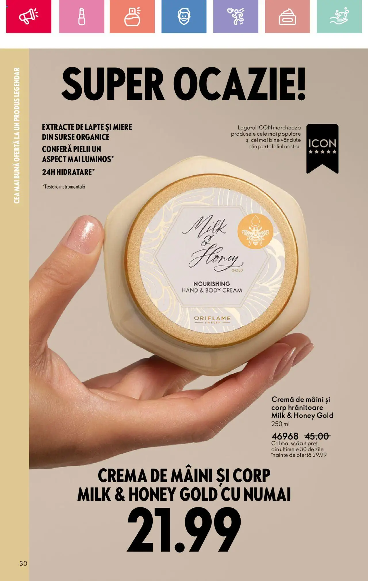Catalog Oriflame 27 Iulie - 18 August 2025 | Pagina 30 | Produse: Body, Lapte, Cremă, Cremă de mâini