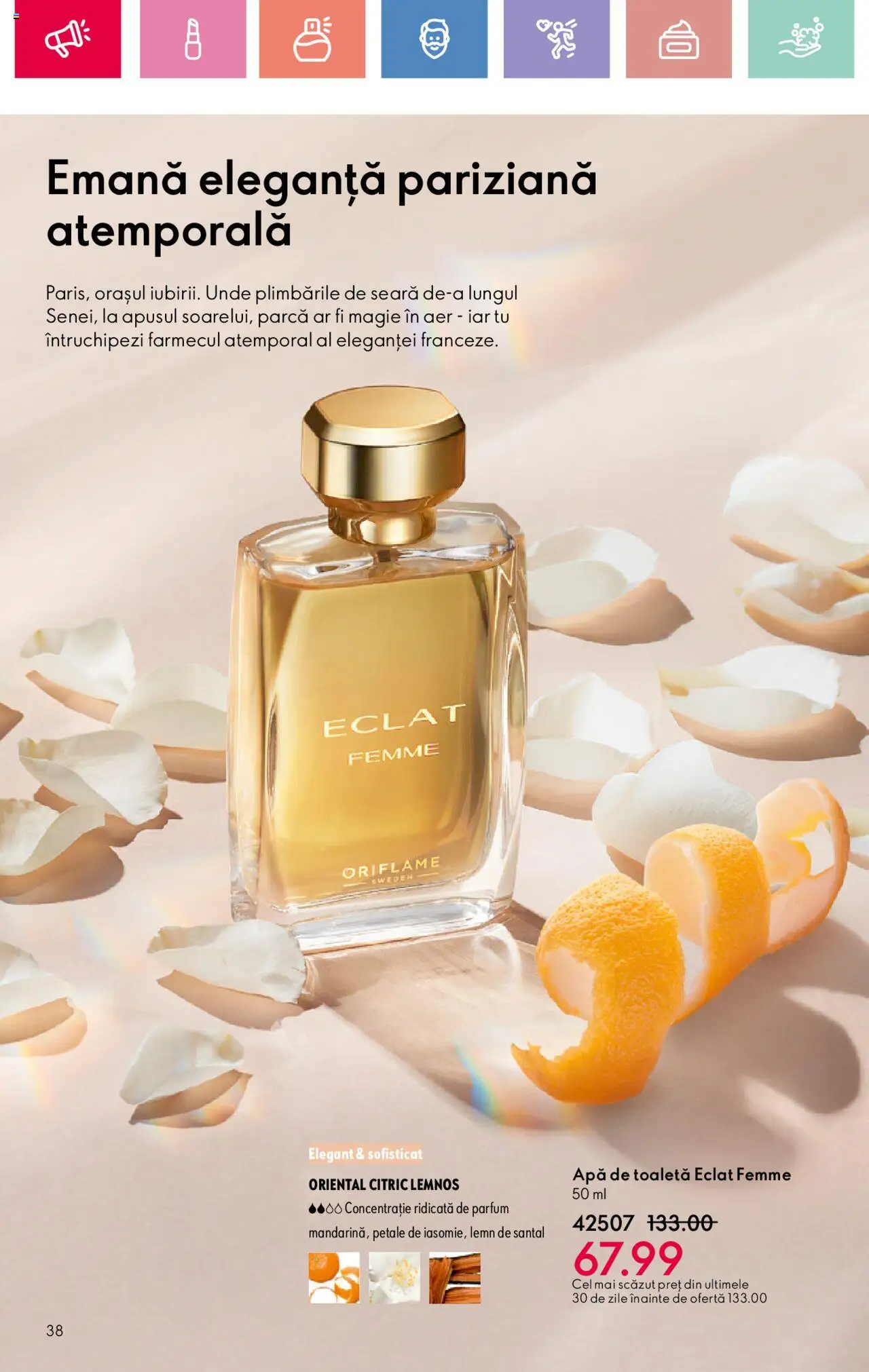Catalog Oriflame 27 Iulie - 18 August 2025 | Pagina 38 | Produse: Toaletă, Parfum, Apă de toaletă, Apă
