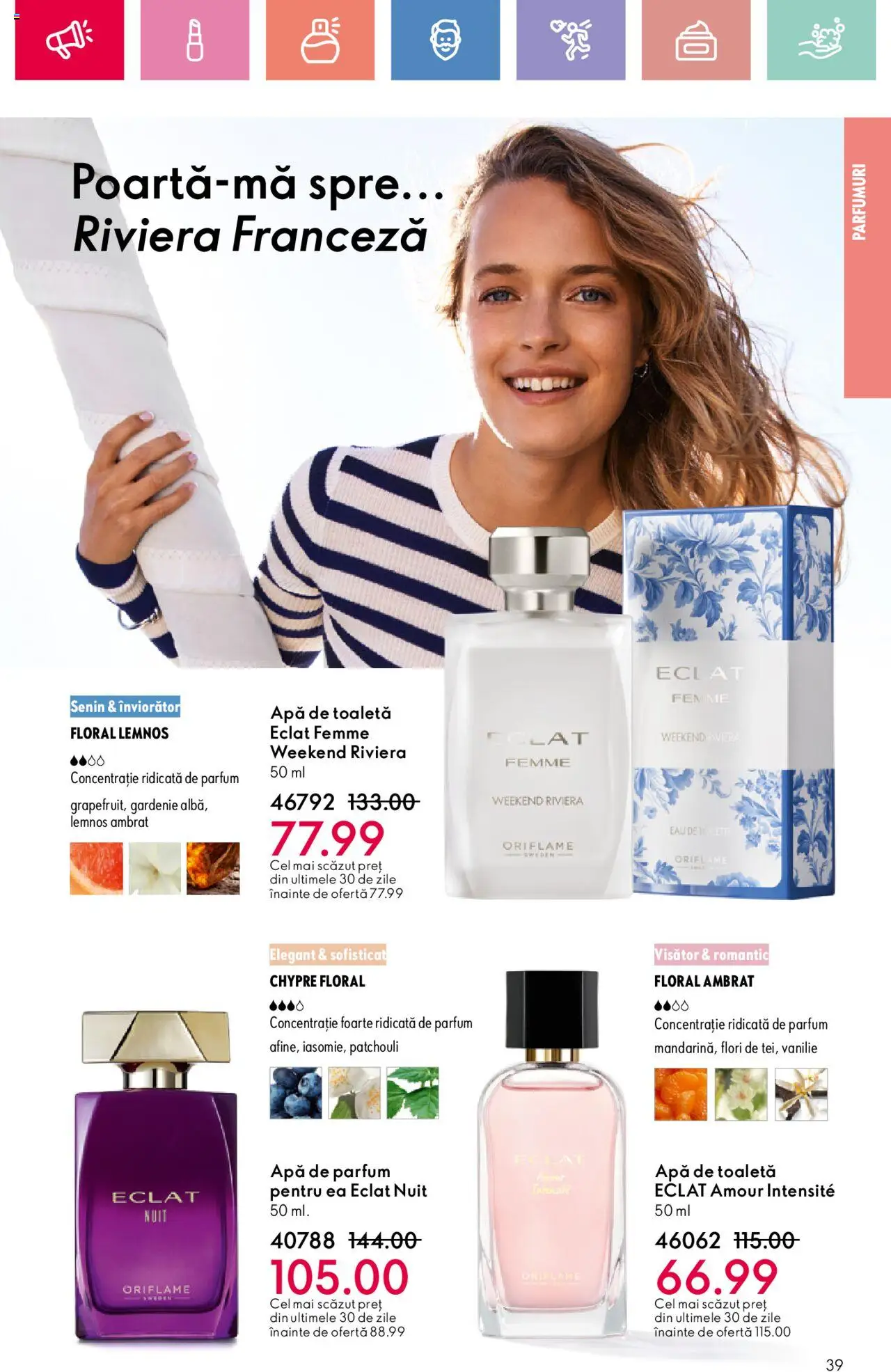 Catalog Oriflame 27 Iulie - 18 August 2025 | Pagina 39 | Produse: Apă de parfum, Parfum, Apă de toaletă, Apă