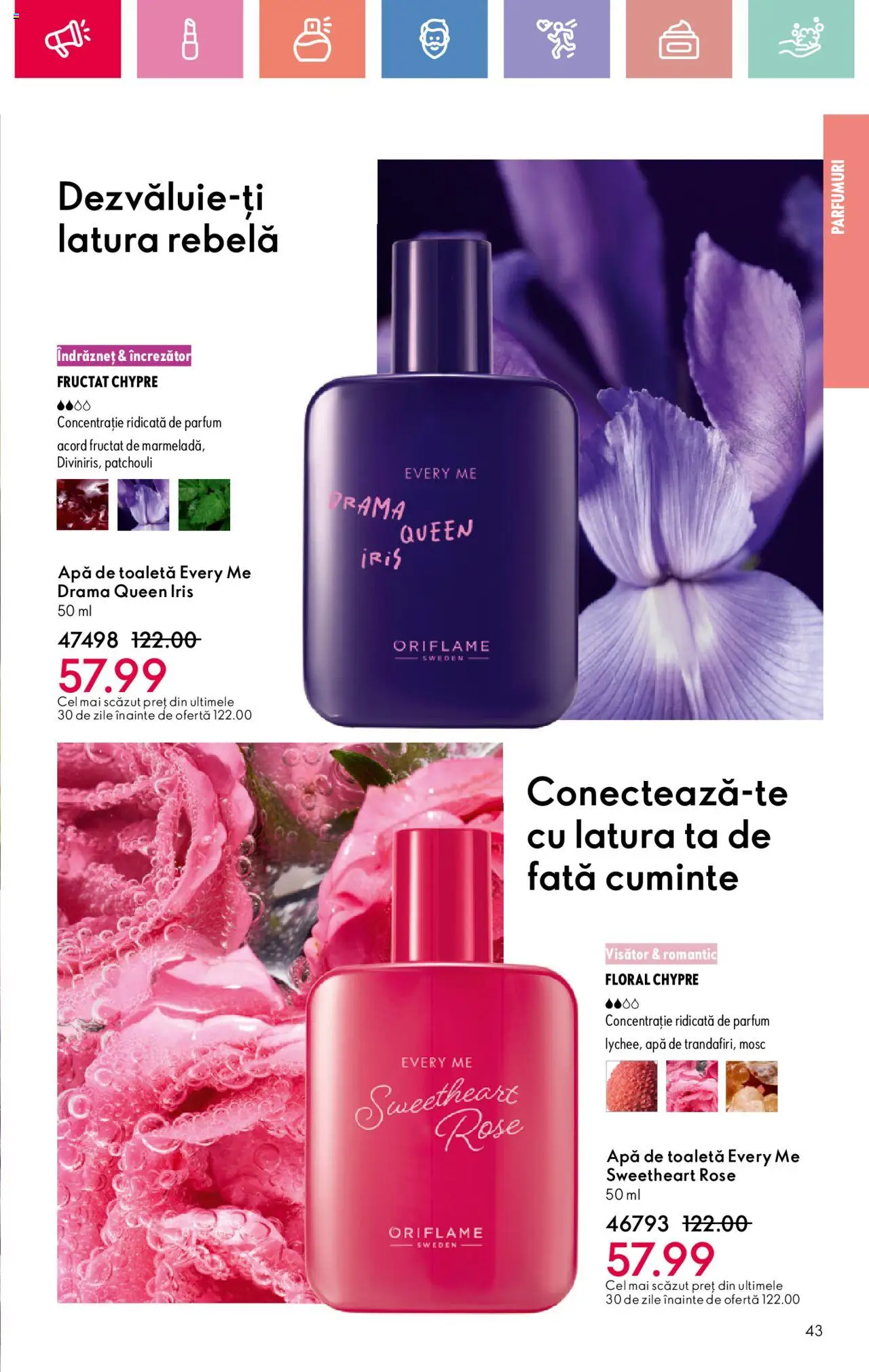 Catalog Oriflame 27 Iulie - 18 August 2025 | Pagina 43 | Produse: Toaletă, Parfum, Apă de toaletă, Apă