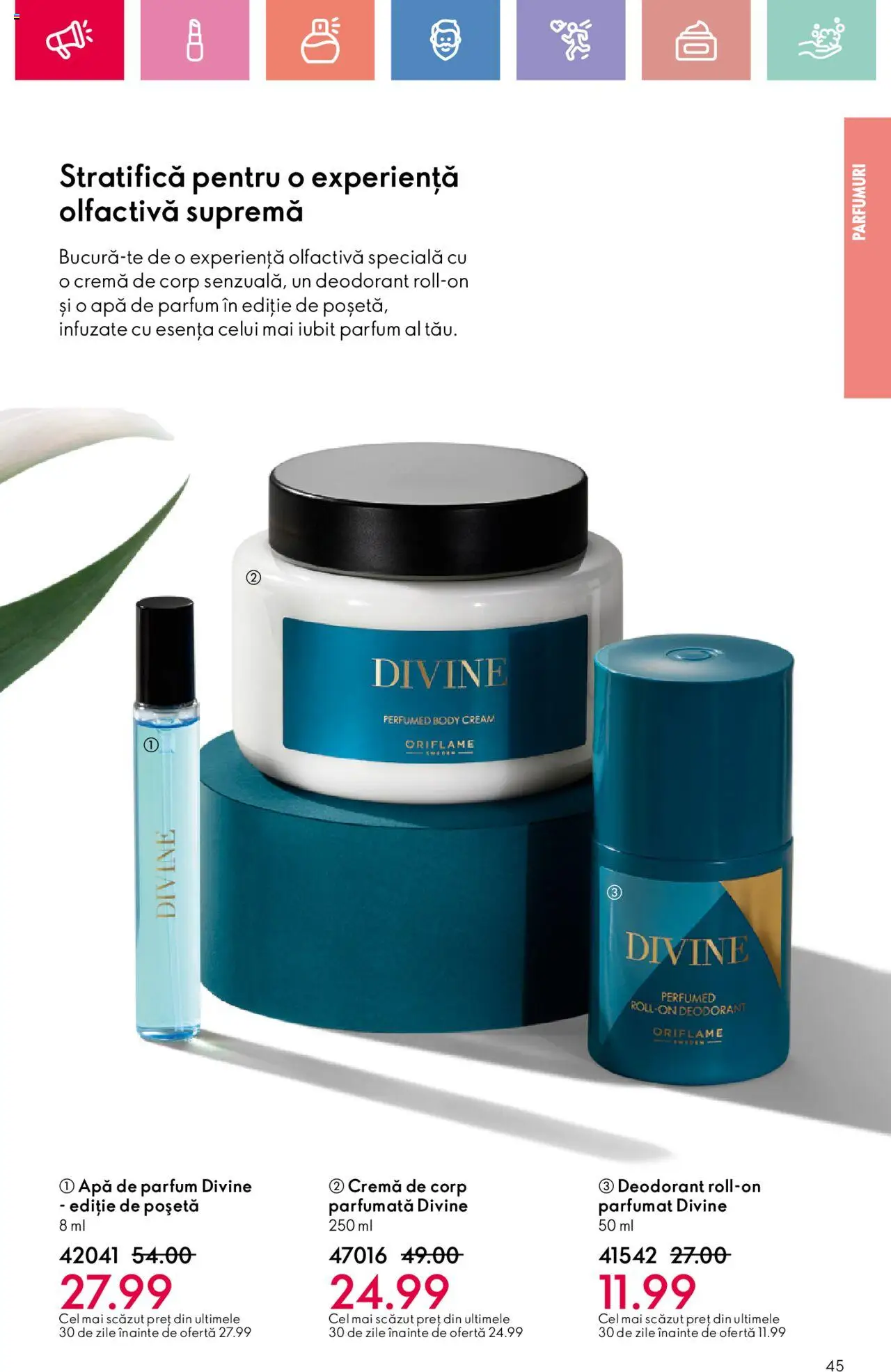 Catalog Oriflame 27 Iulie - 18 August 2025 | Pagina 45 | Produse: Apă de parfum, Body, Parfum, Deodorant