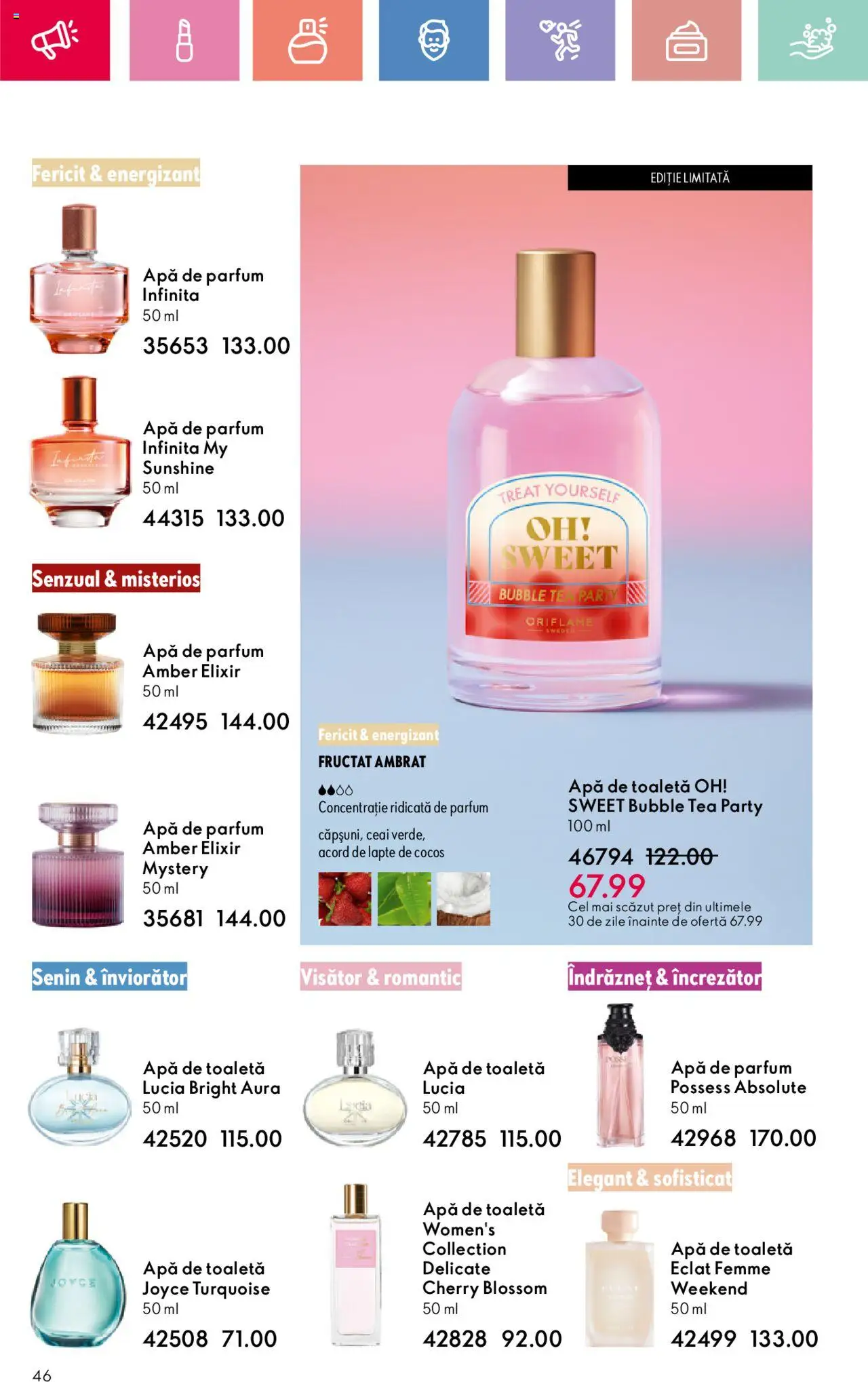 Catalog Oriflame 27 Iulie - 18 August 2025 | Pagina 46 | Produse: Elixir, Liqueur, Toaletă, Lapte