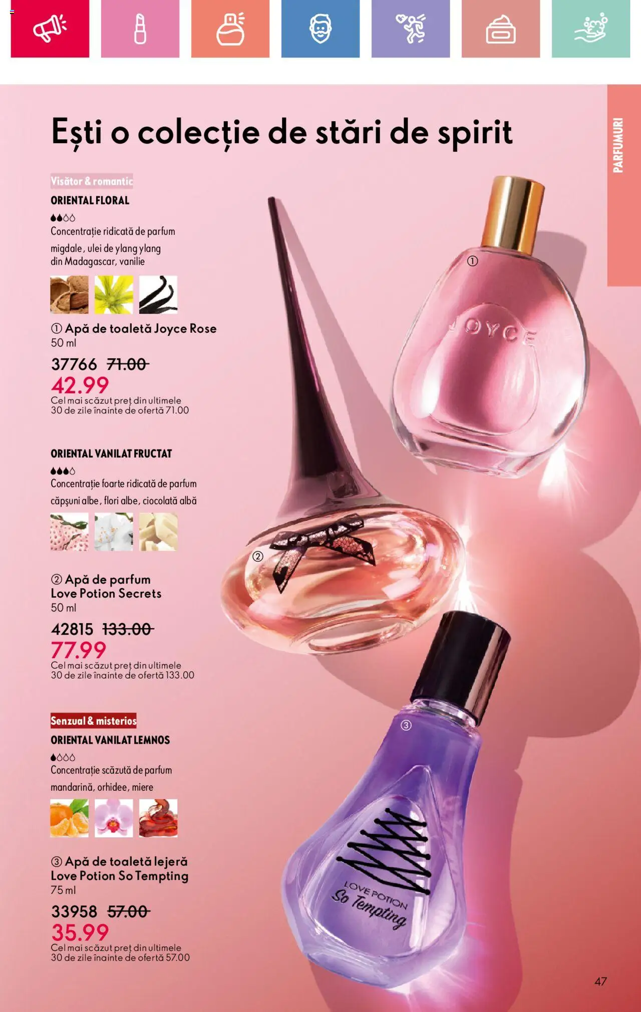 Catalog Oriflame 27 Iulie - 18 August 2025 | Pagina 47 | Produse: Toaletă, Ulei, Căpșuni, Apă