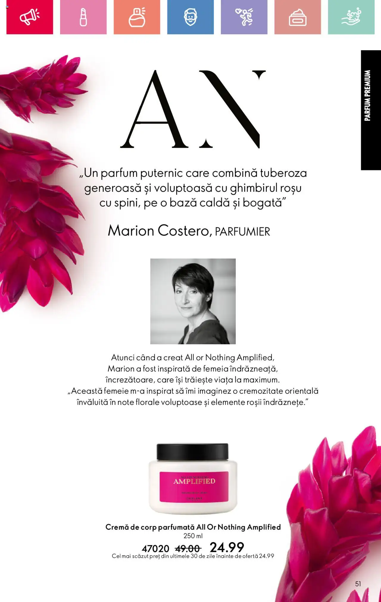 Catalog Oriflame 27 Iulie - 18 August 2025 | Pagina 51 | Produse: Parfum, Cremă, Cremă de corp, Roșii