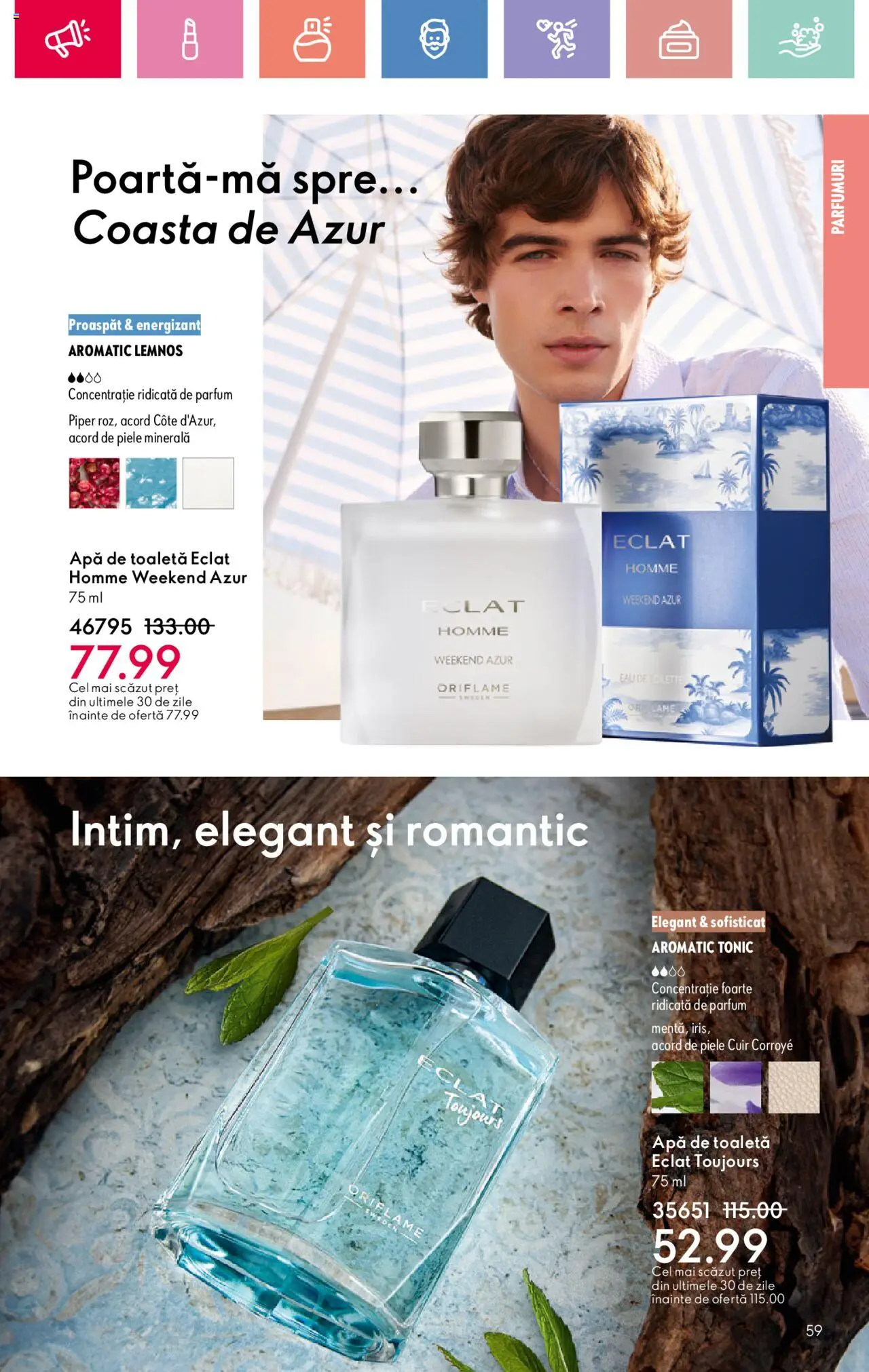 Catalog Oriflame 27 Iulie - 18 August 2025 | Pagina 59 | Produse: Toaletă, Parfum, Apă de toaletă, Apă