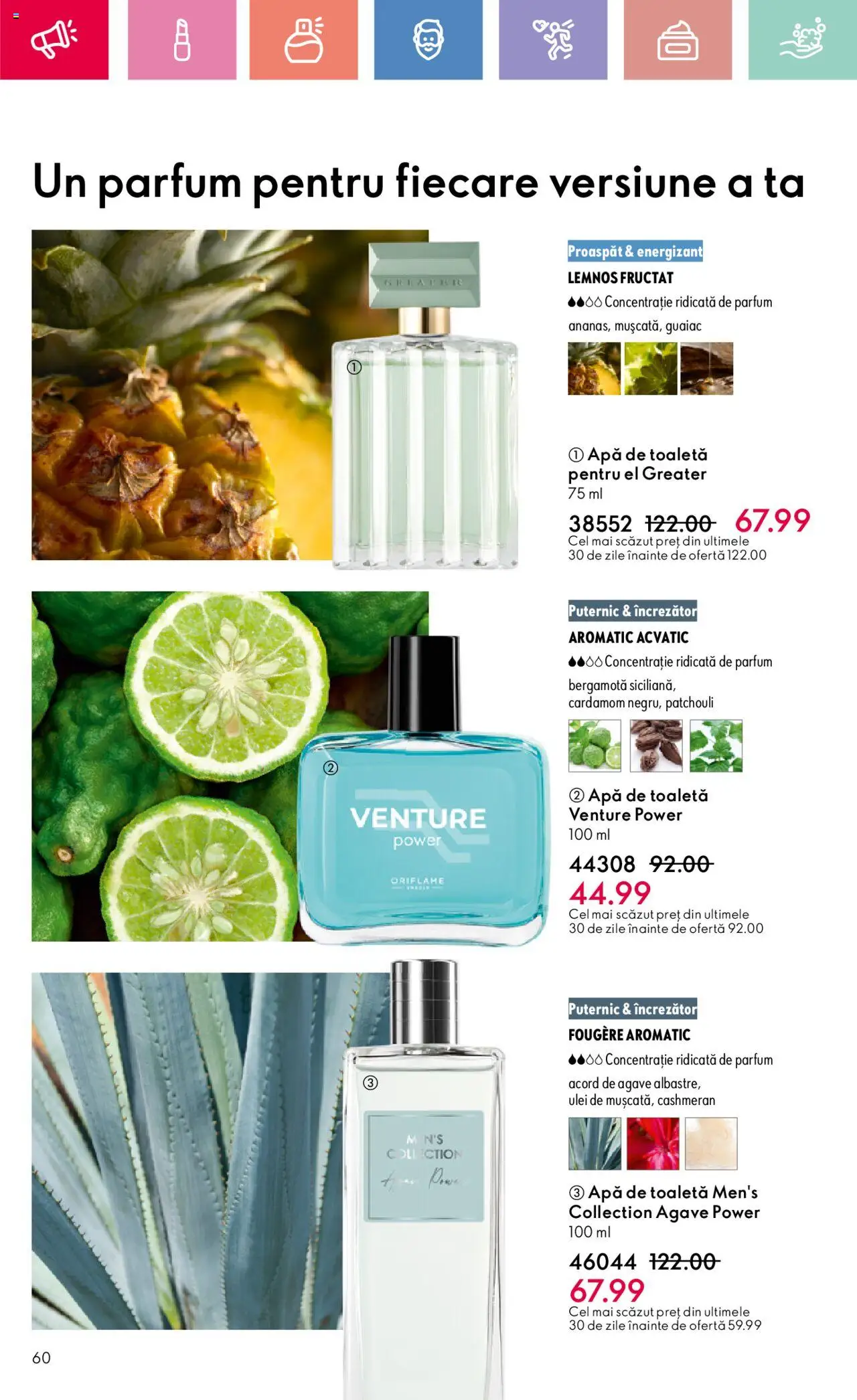 Catalog Oriflame 27 Iulie - 18 August 2025 | Pagina 60 | Produse: Toaletă, Parfum, Apă de toaletă, Apă