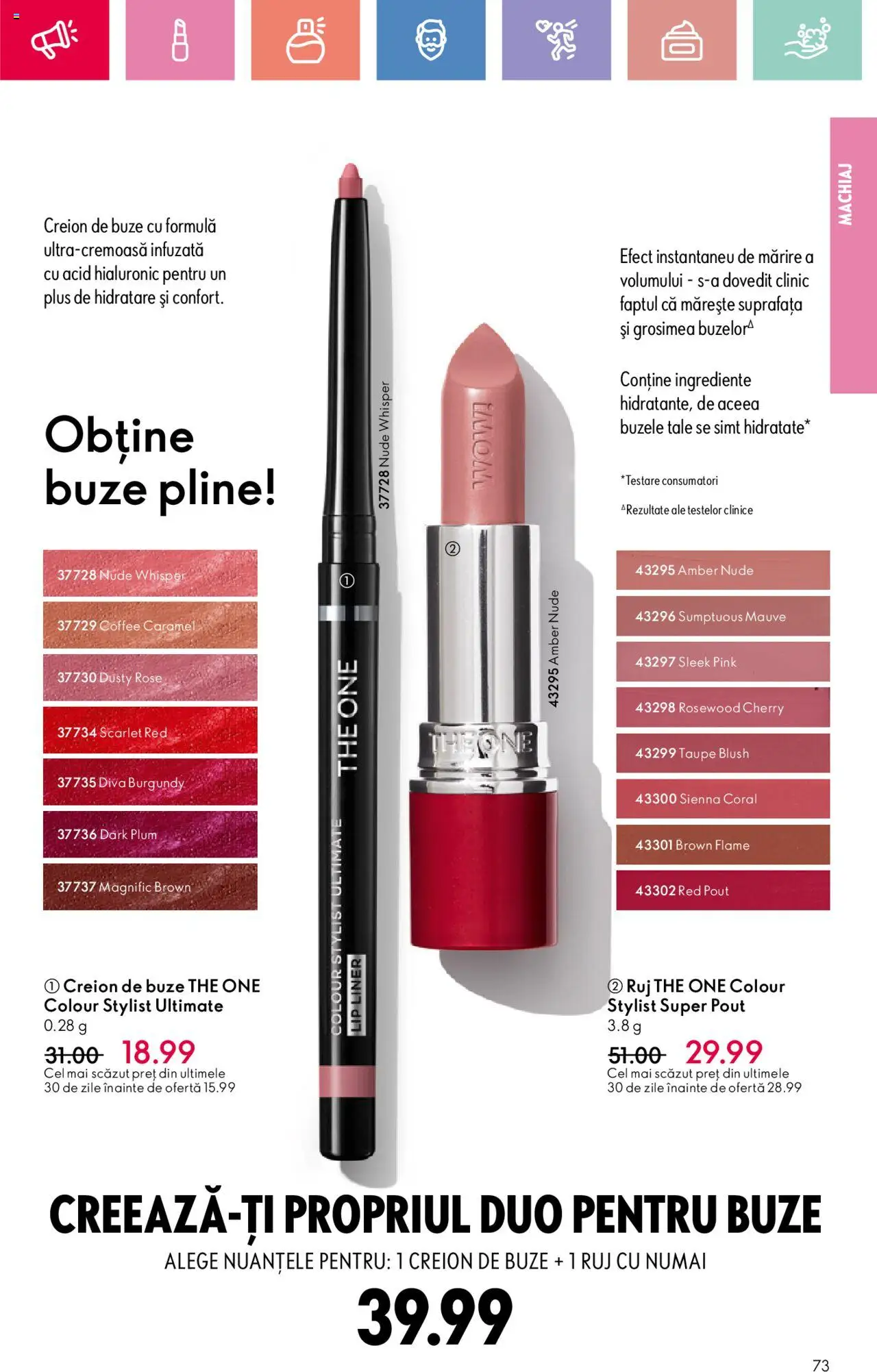 Catalog Oriflame 27 Iulie - 18 August 2025 | Pagina 73 | Produse: Machiaj, Blush, Ruj