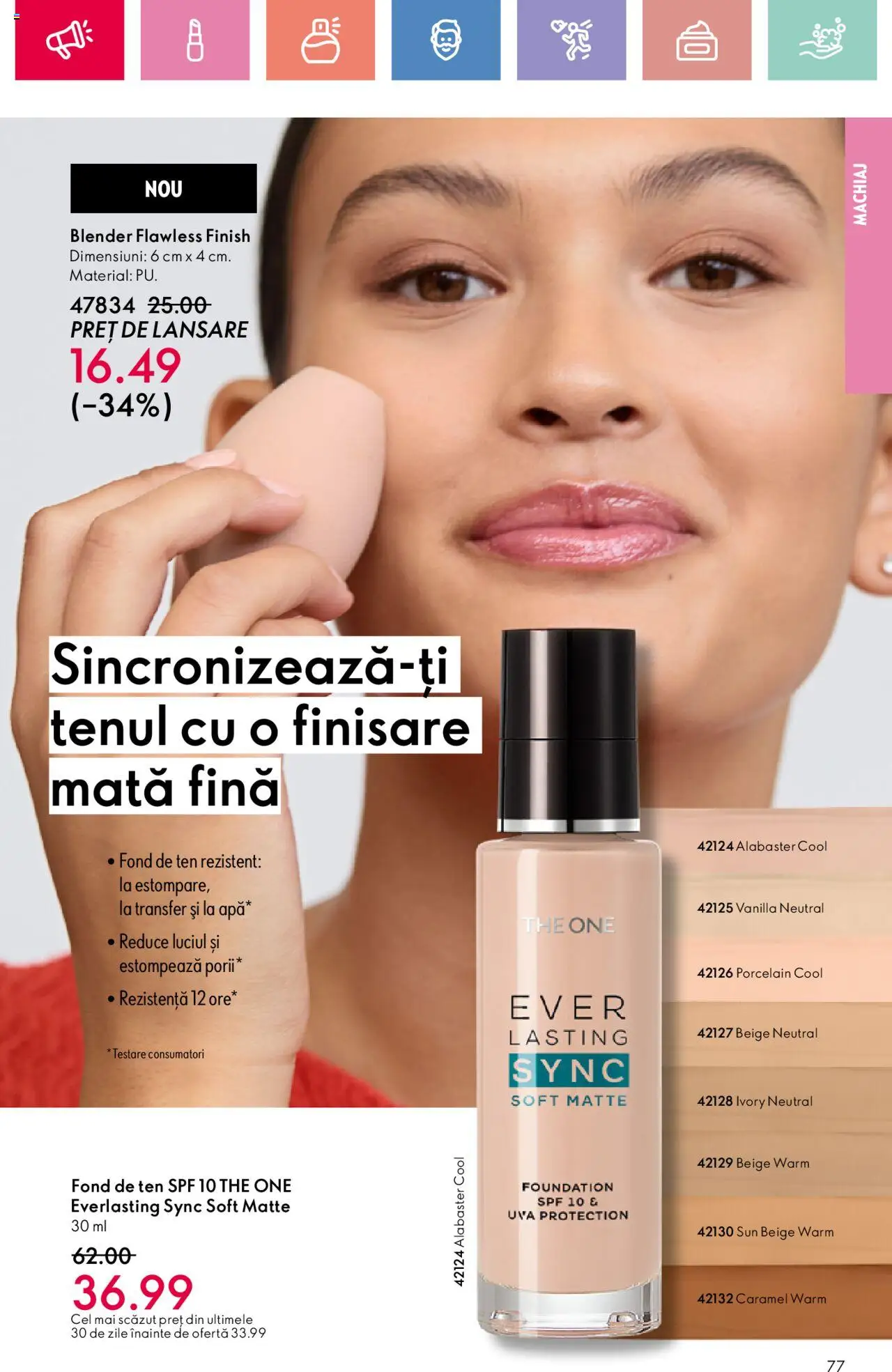 Catalog Oriflame 27 Iulie - 18 August 2025 | Pagina 77 | Produse: Fond de ten, Blender, Machiaj