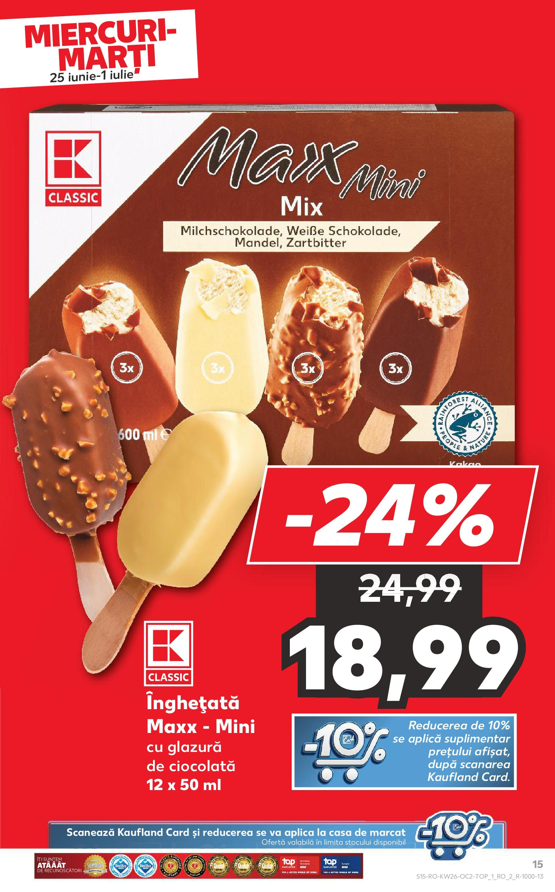 Catalog Kaufland 25 - 30 Iunie 2025 | Pagina 15 | Produse: Ciocolată, Înghețată