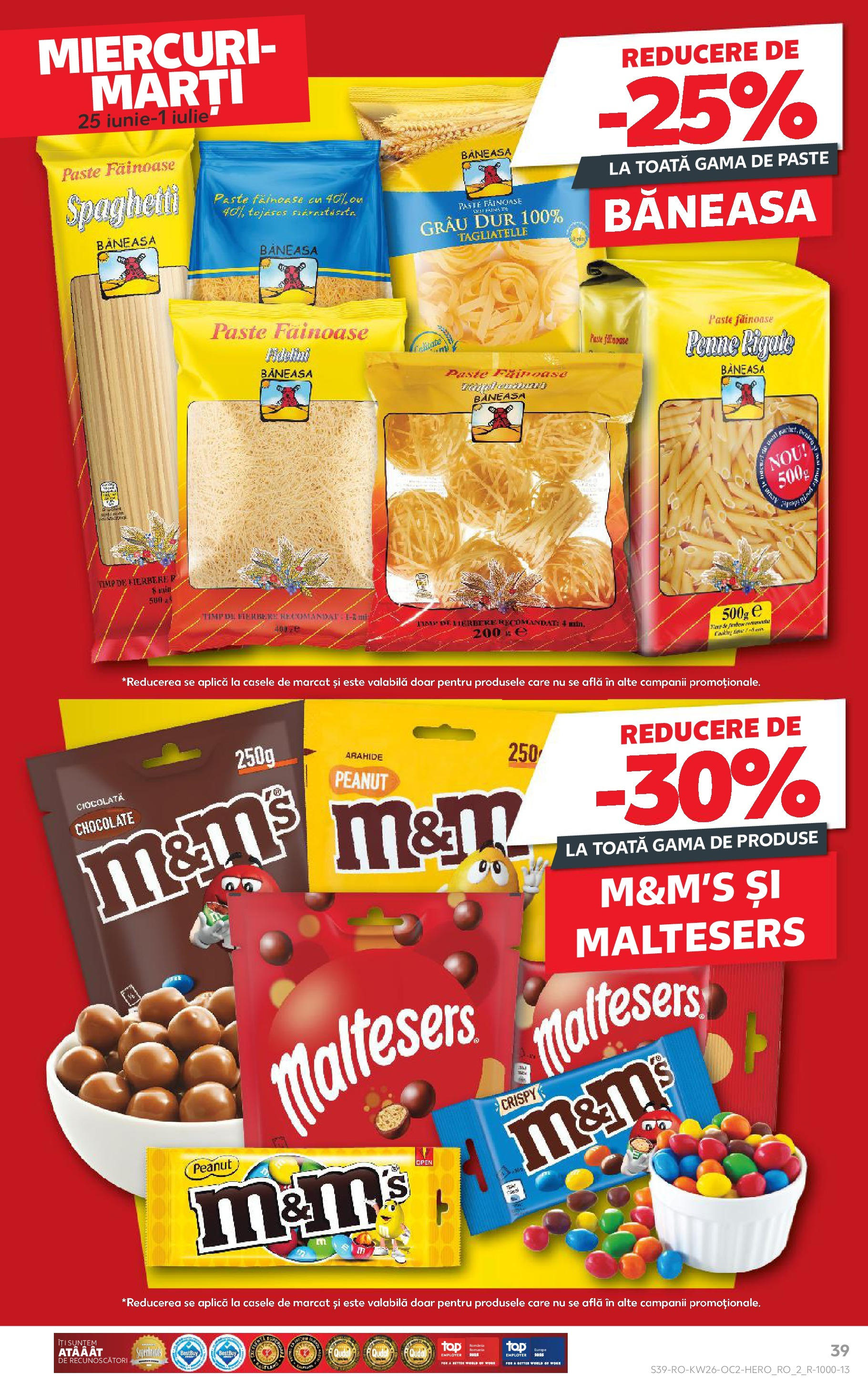 Catalog Kaufland 25 - 30 Iunie 2025 | Pagina 39 | Produse: Arahide, Ciocolată, Paste