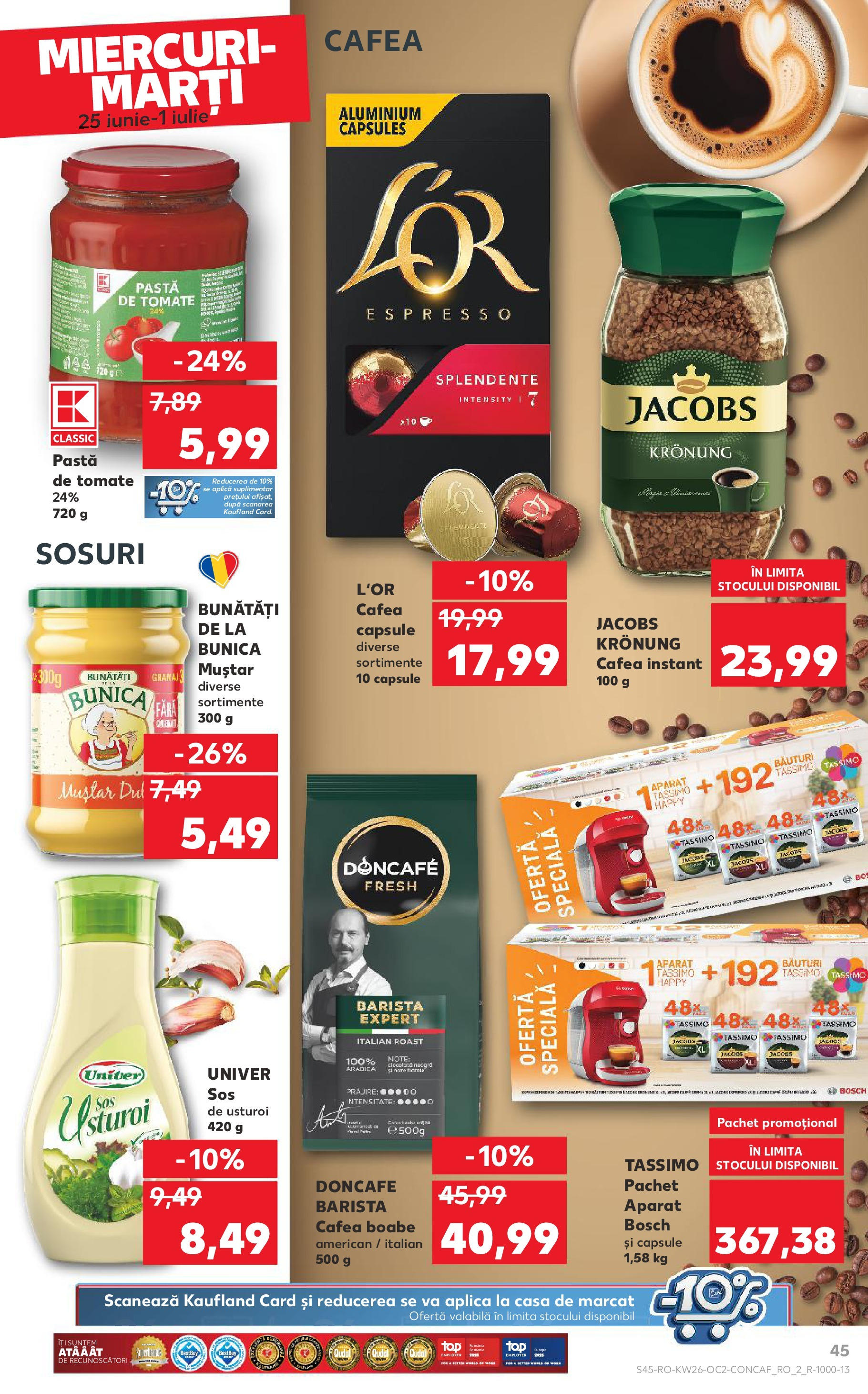 Catalog Kaufland 25 - 30 Iunie 2025 | Pagina 45 | Produse: Cafea, Pastă de tomate, Muștar, Usturoi