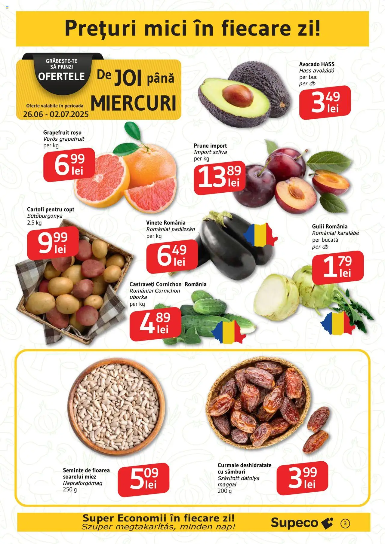 Catalog Supeco 26 Iunie - 8 Iulie 2025 | Pagina 3 | Produse: Mici, Prune, Castraveți, Cartofi