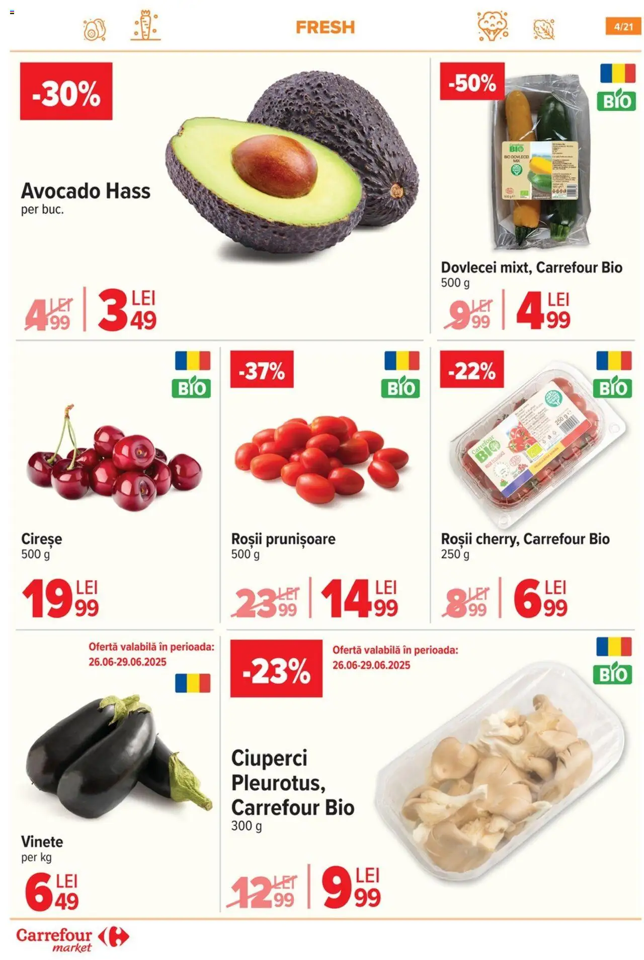 Catalog Carrefour 25 - 30 Iunie 2025 | Pagina 4 | Produse: Ciuperci, Roșii, Cireșe, Avocado
