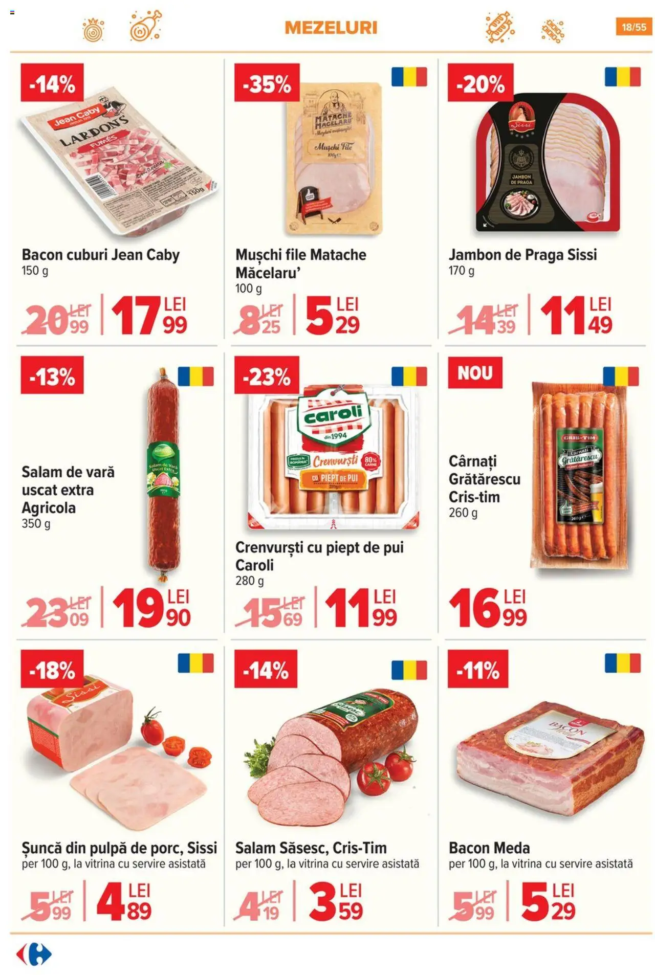 Catalog Carrefour 25 - 30 Iunie 2025 | Pagina 18 | Produse: Bacon, Salam, Șuncă, Cârnați