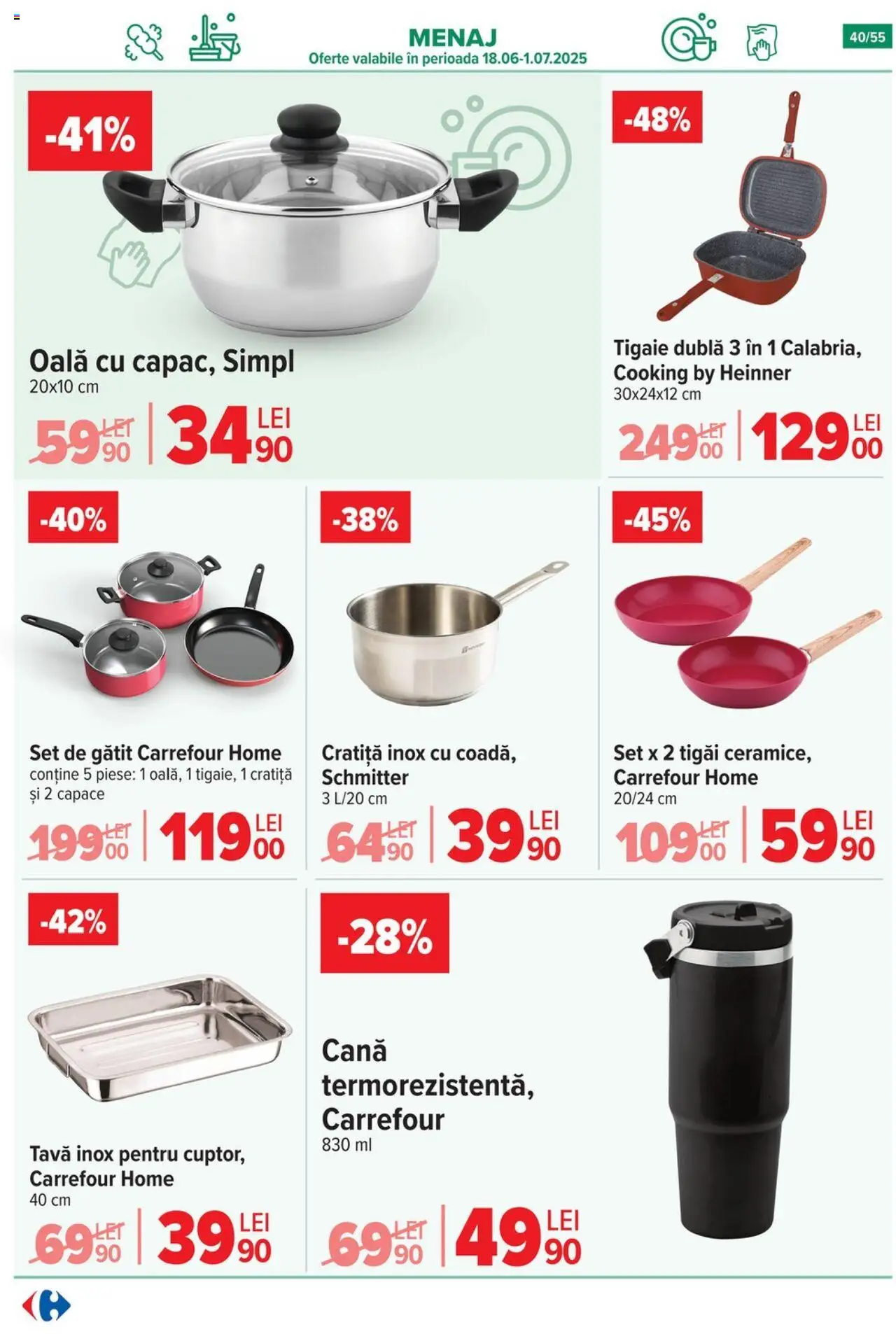 Catalog Carrefour 25 - 30 Iunie 2025 | Pagina 40 | Produse: Tigaie, Cratiță, Oală