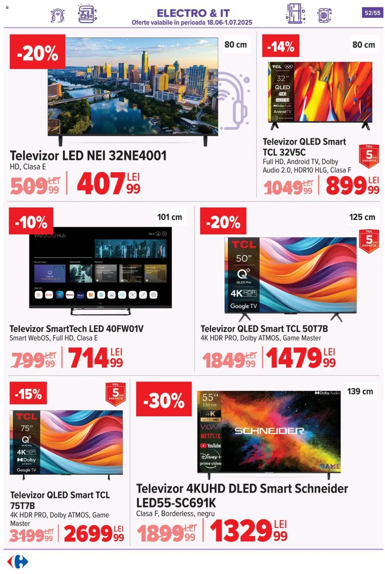 Catalog Carrefour 25 - 30 Iunie 2025 | Pagina 52 | Produse: Vestiyer, Televizor, Video, Audio
