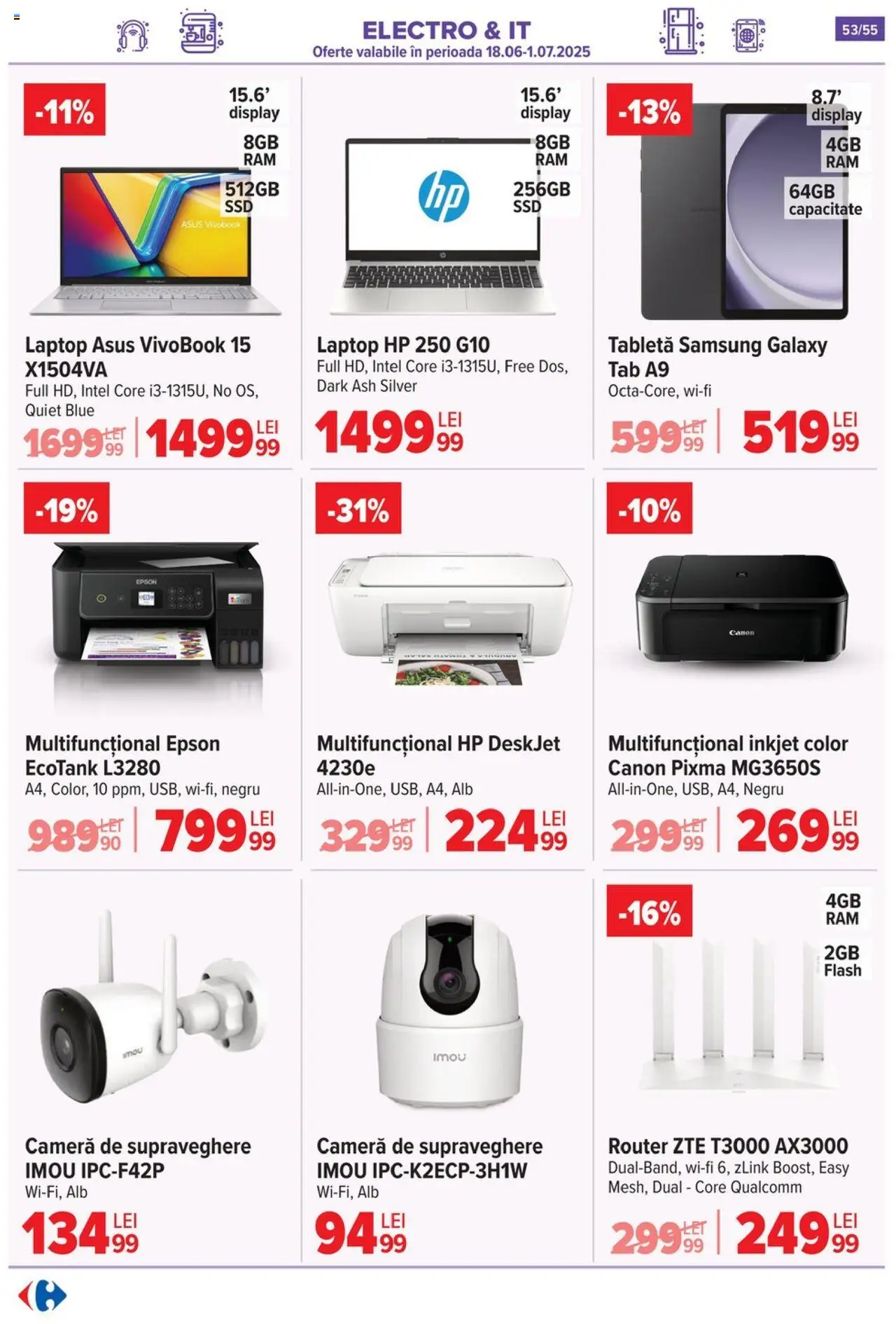 Catalog Carrefour 25 - 30 Iunie 2025 | Pagina 53 | Produse: Laptop, Tabletă, Router, Cameră