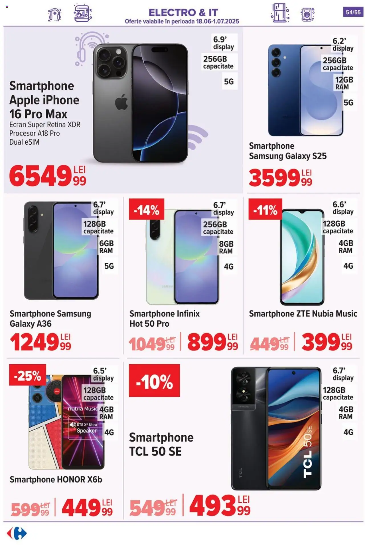 Catalog Carrefour 25 - 30 Iunie 2025 | Pagina 54 | Produse: Smartphone, Speaker, Apple