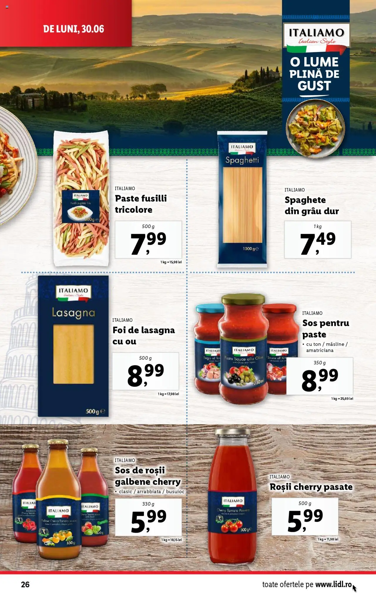 Catalog LIDL 30 Iunie - 5 Iulie 2025 | Pagina 26 | Produse: Lasagna, Măsline, Roșii, Sos