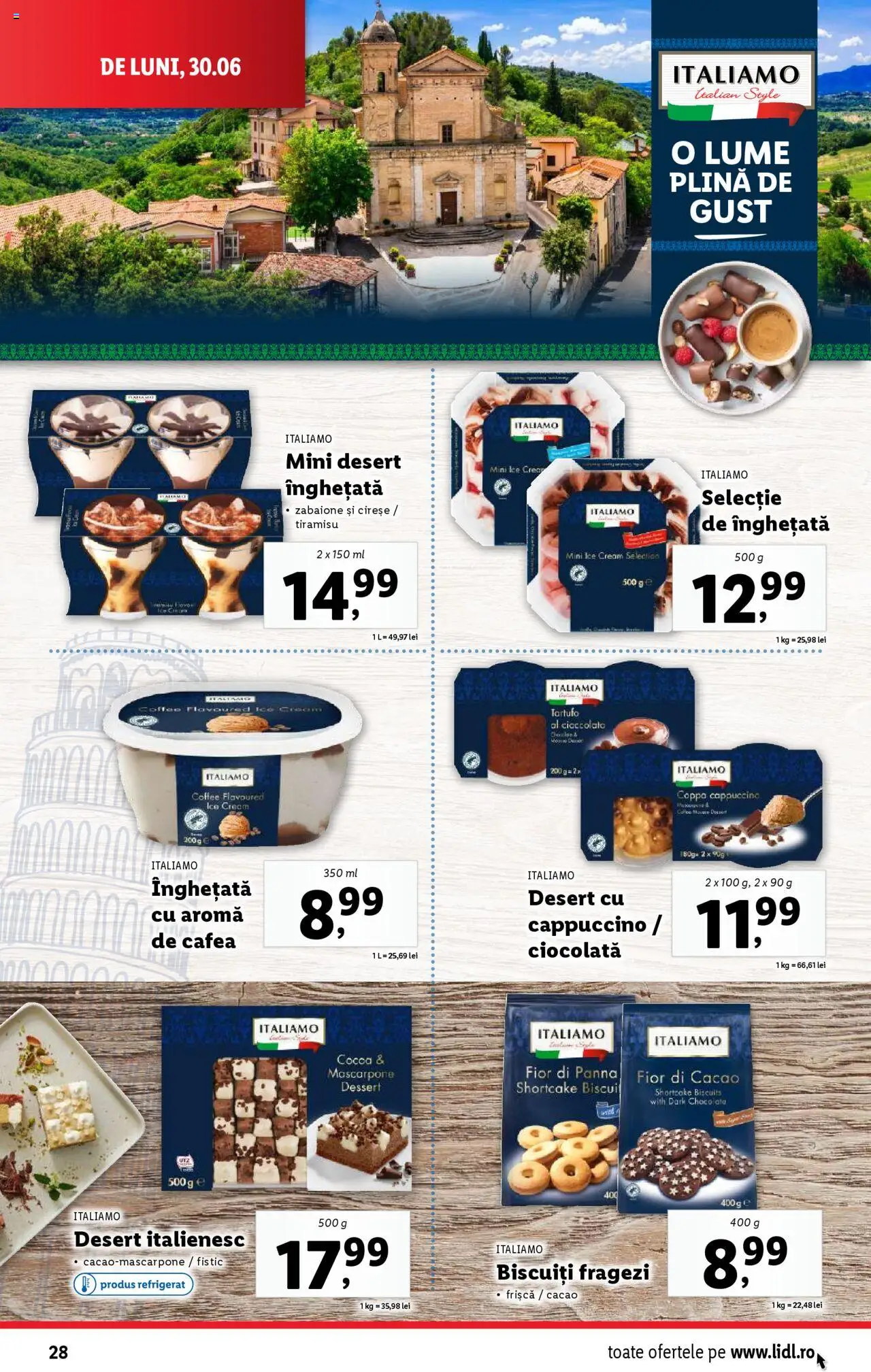 Catalog LIDL 30 Iunie - 5 Iulie 2025 | Pagina 28 | Produse: Delgeç, Cacao, Mascarpone, Înghețată