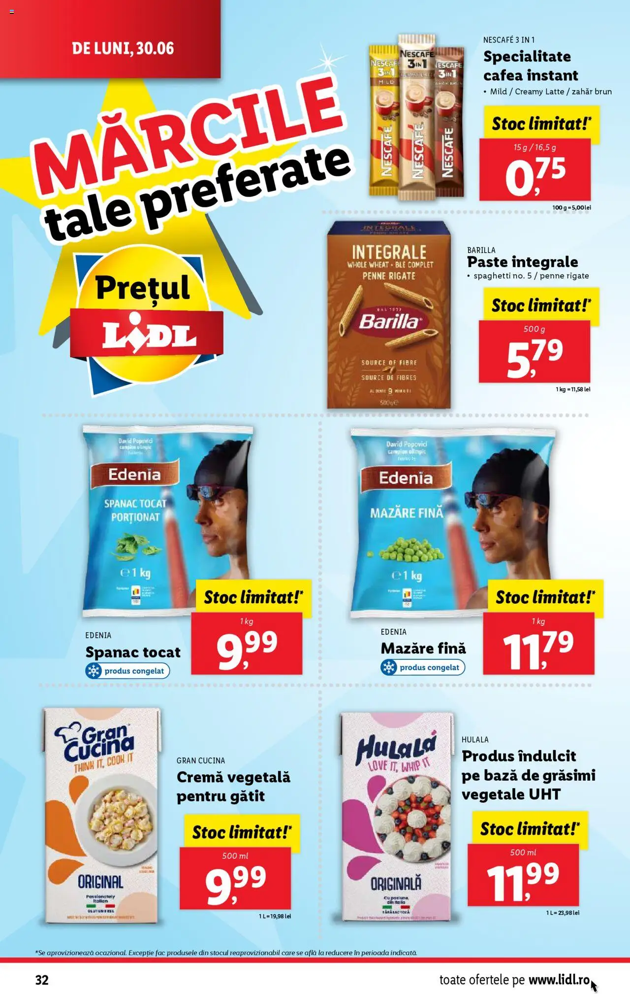 Catalog LIDL 30 Iunie - 5 Iulie 2025 | Pagina 32 | Produse: Mazăre, Cremă, Cafea, Paste