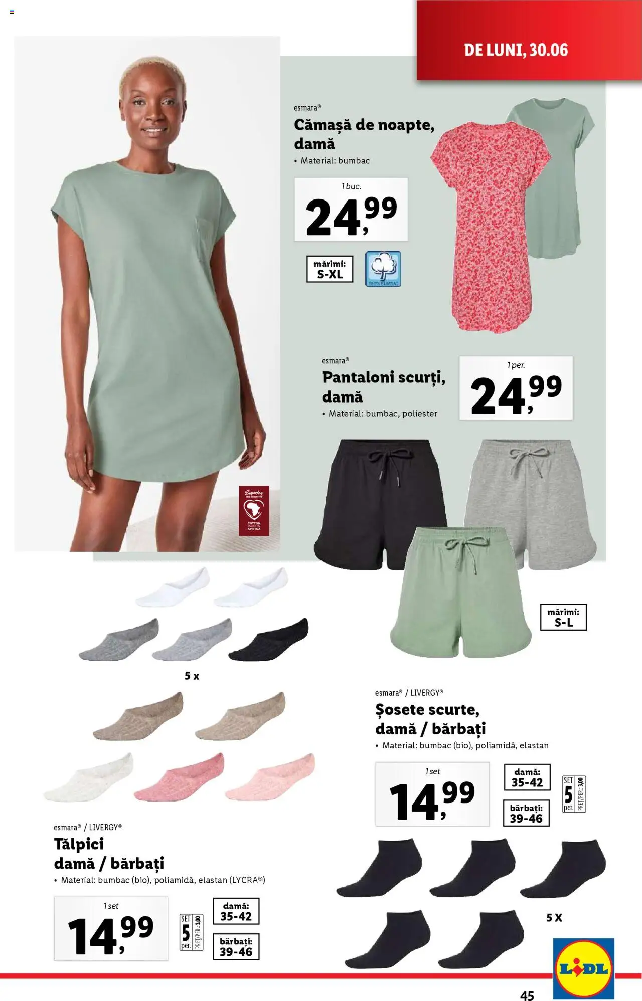 Catalog LIDL 30 Iunie - 5 Iulie 2025 | Pagina 45 | Produse: Tălpici, Pantaloni, Șosete