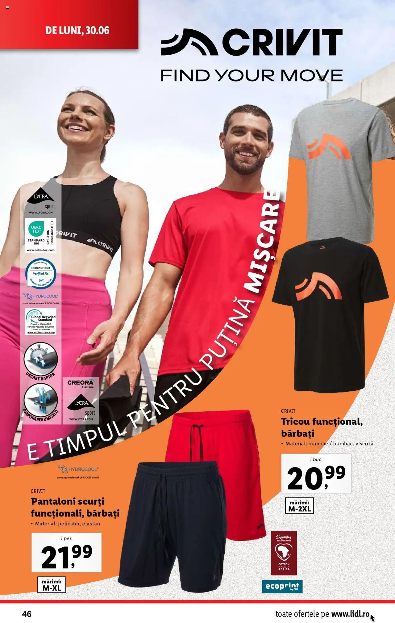 Catalog LIDL 30 Iunie - 5 Iulie 2025 | Pagina 46 | Produse: Tricou, Pantaloni, Pantaloni scurți