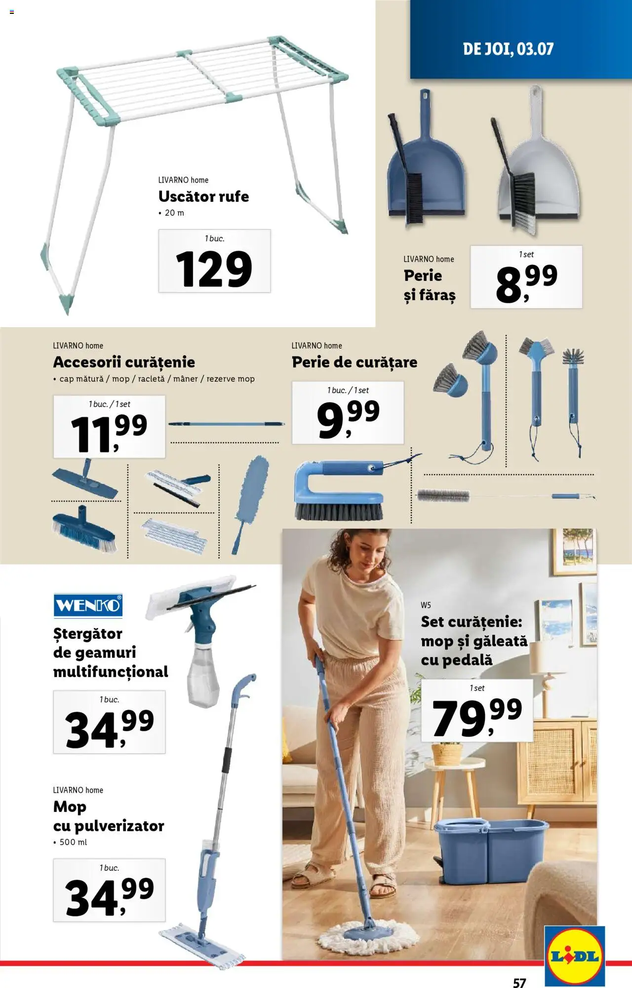 Catalog LIDL 30 Iunie - 5 Iulie 2025 | Pagina 57 | Produse: Uscător, Mop, Uscător rufe, Perie