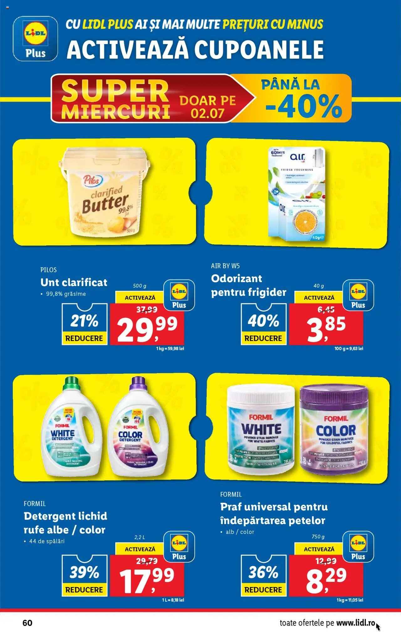 Catalog LIDL 30 Iunie - 5 Iulie 2025 | Pagina 60 | Produse: Frigider, Unt, Detergent, Îndepărtarea petelor