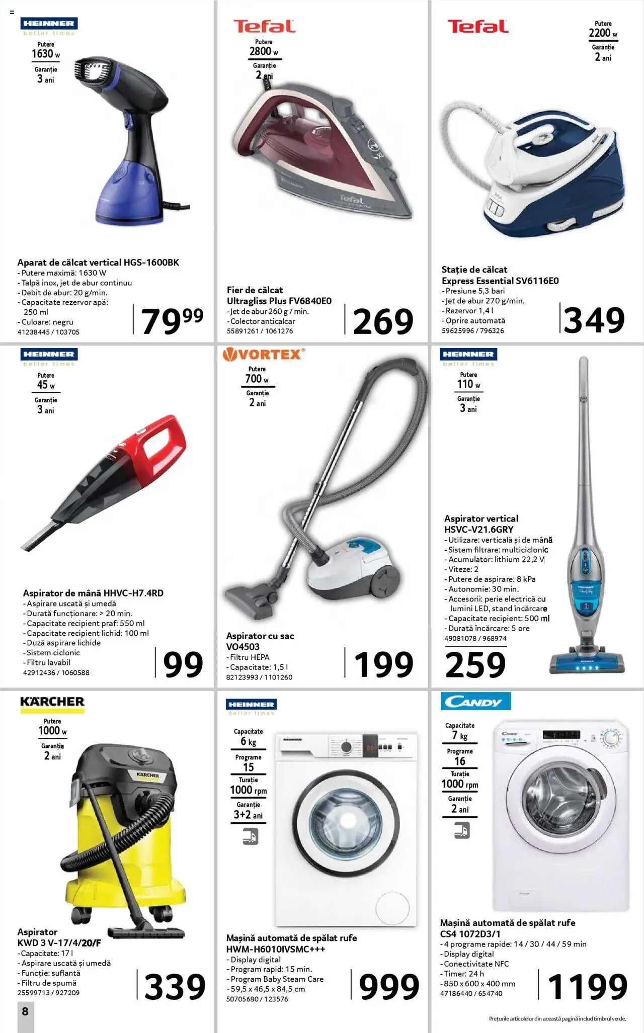 Catalog Selgros 27 Iunie - 9 Iulie 2025 | Pagina 8 | Produse: Aparat de călcat, Suflantă, Aspirator, Apă