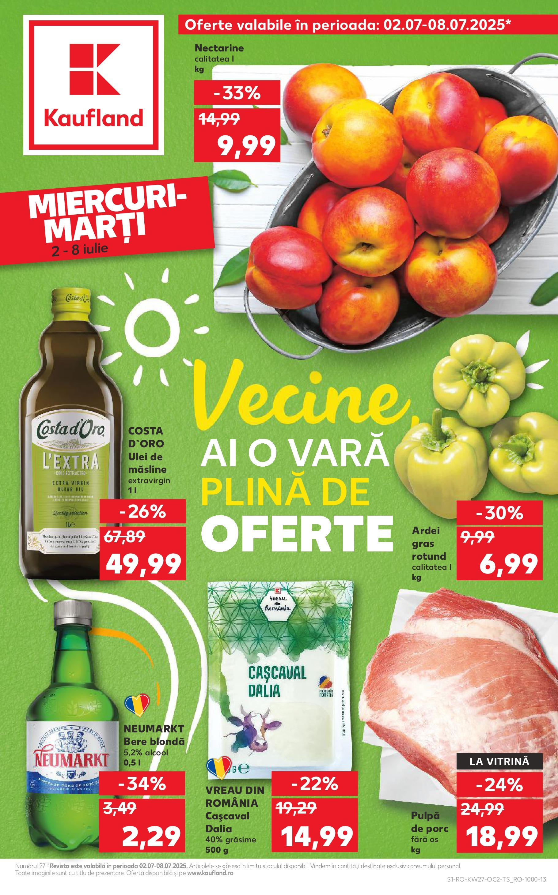 Catalog Kaufland 2 - 7 Iulie 2025 | Pagina 1 | Produse: Vitrină, Cașcaval, Ardei, Ulei