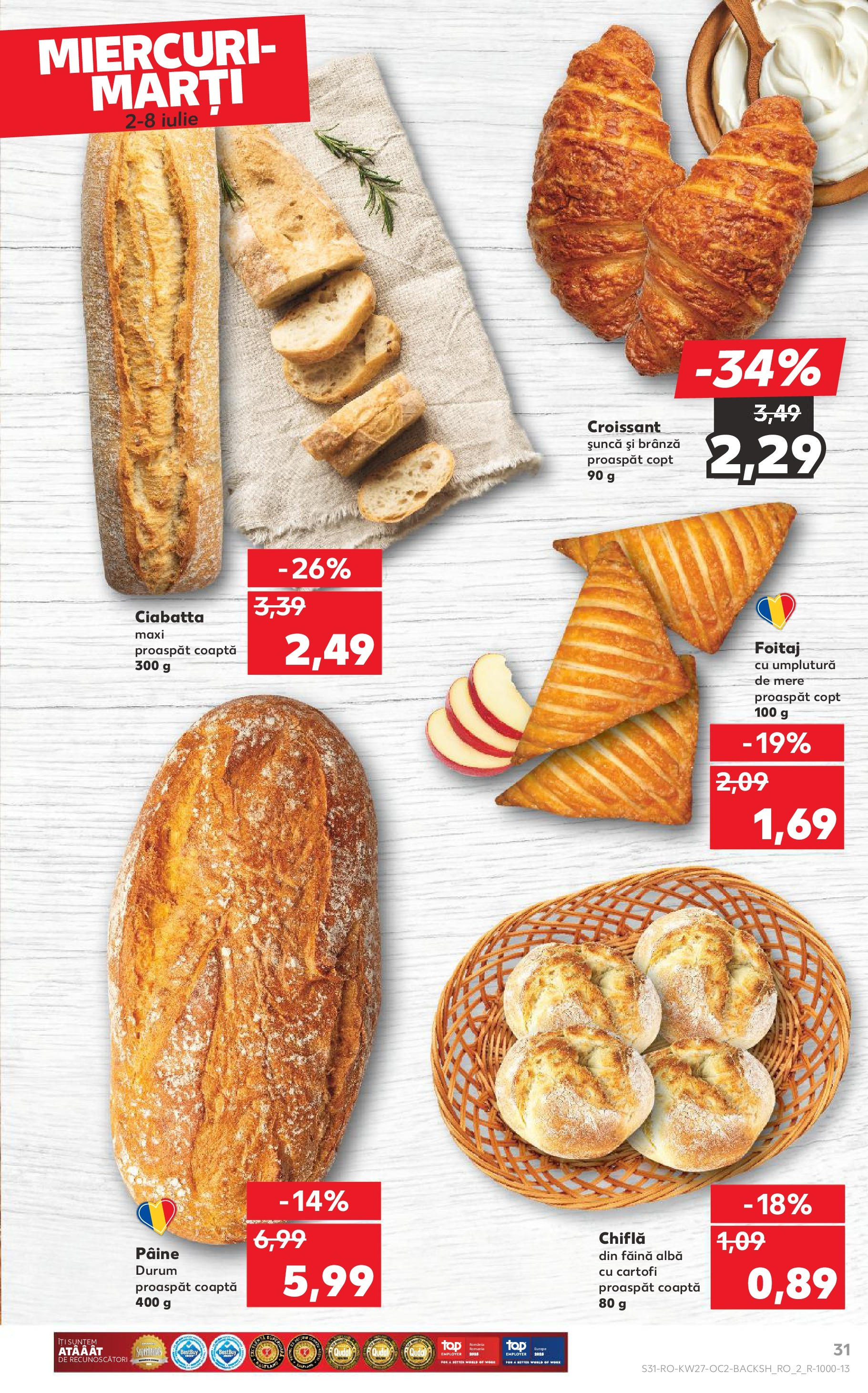Catalog Kaufland 2 - 7 Iulie 2025 | Pagina 31 | Produse: Chiflă, Pâine, Șuncă, Mere
